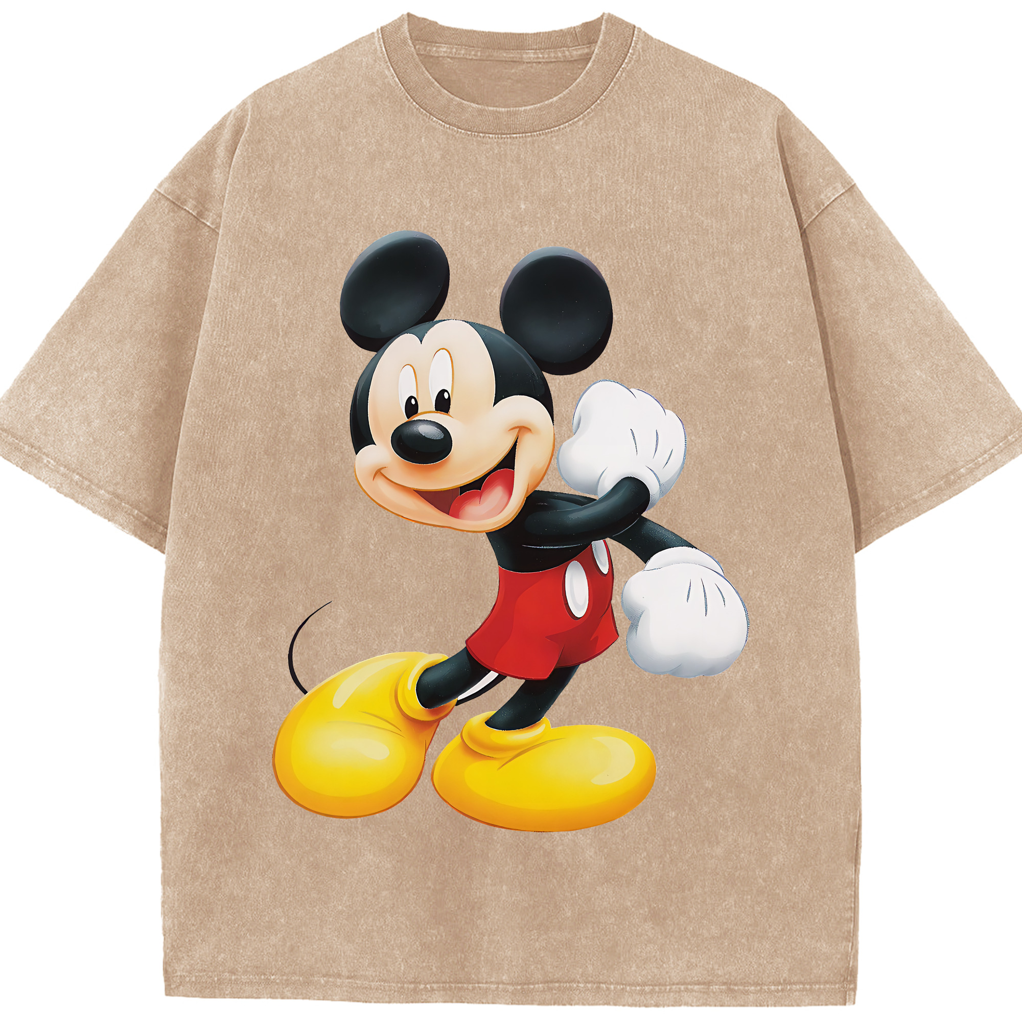 （画像用） ミッキーマウス Mickey Mouse 綿100% ヴィンテージ風 半袖Tシャツ（フロントプリント）