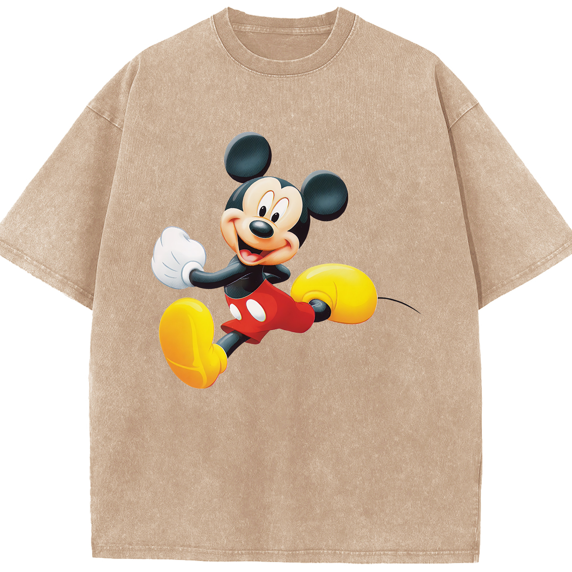 （画像用） ミッキーマウス Mickey Mouse 綿100% ヴィンテージ風 半袖Tシャツ（フロントプリント）