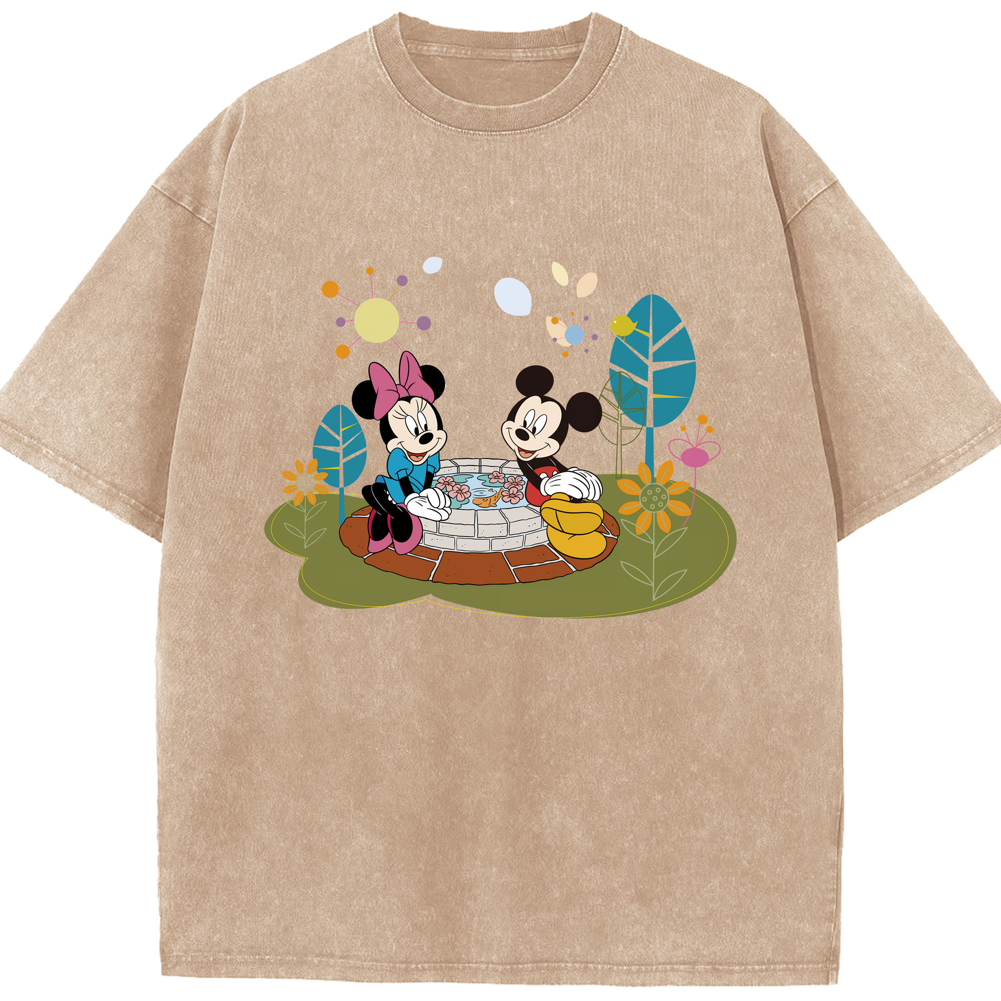 （画像用） ミッキーマウス Mickey Mouse 綿100% ヴィンテージ風 半袖Tシャツ（フロントプリント）