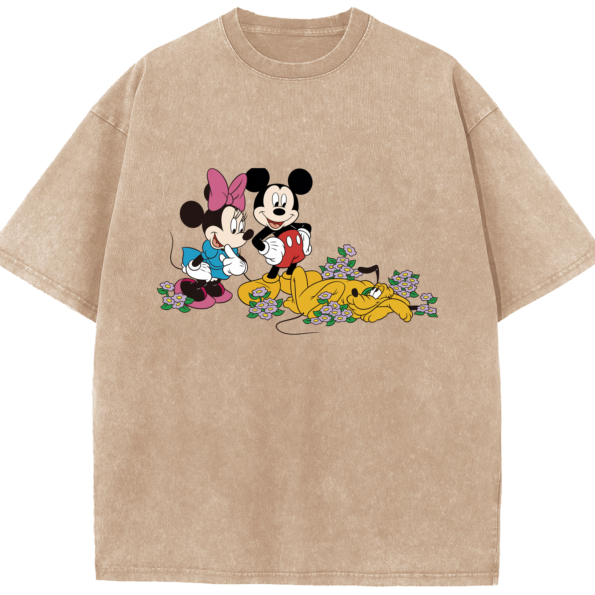 （画像用） ミッキーマウス Mickey Mouse 綿100% ヴィンテージ風 半袖Tシャツ（フロントプリント）