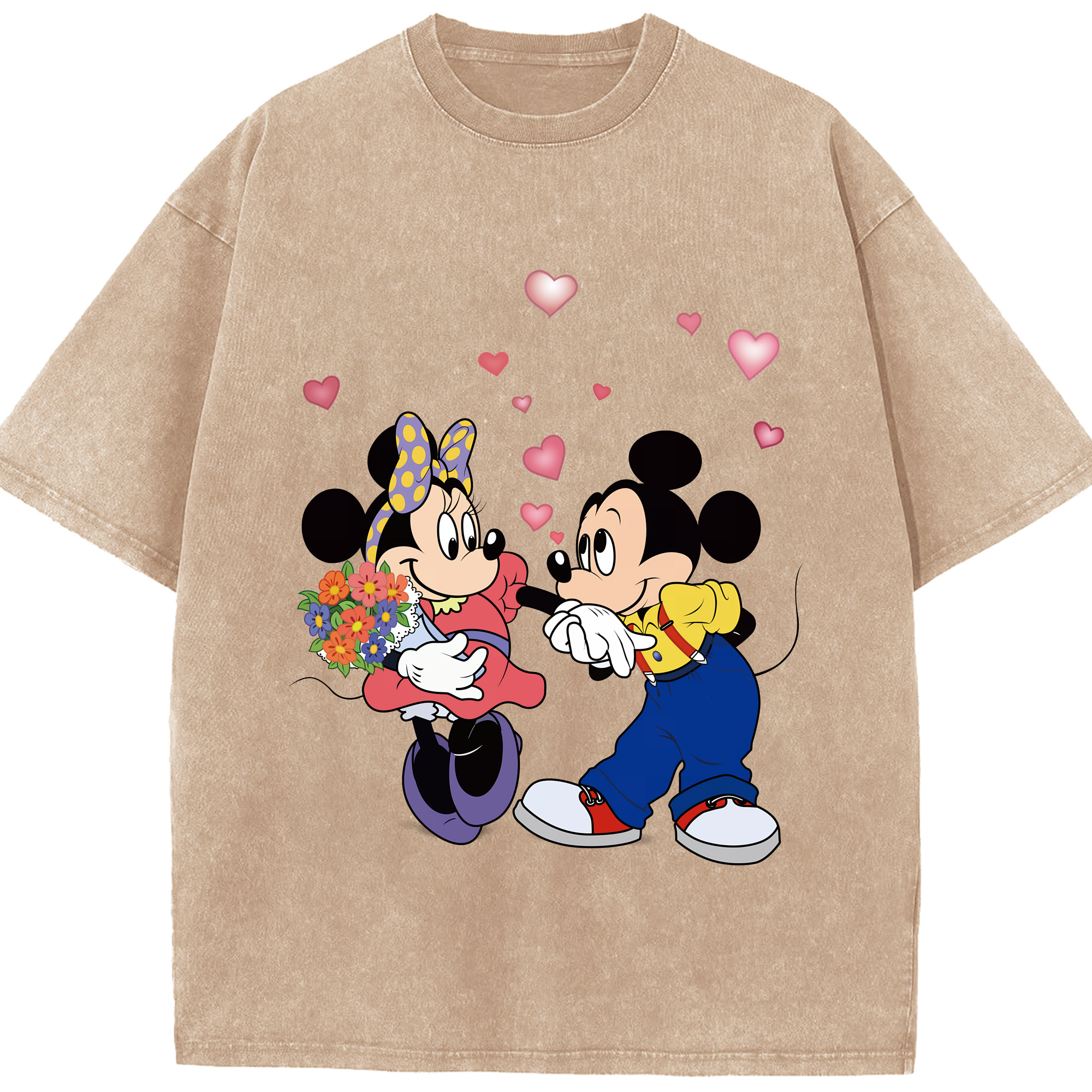 （画像用） ミッキーマウス Mickey Mouse 綿100% ヴィンテージ風 半袖Tシャツ（フロントプリント）