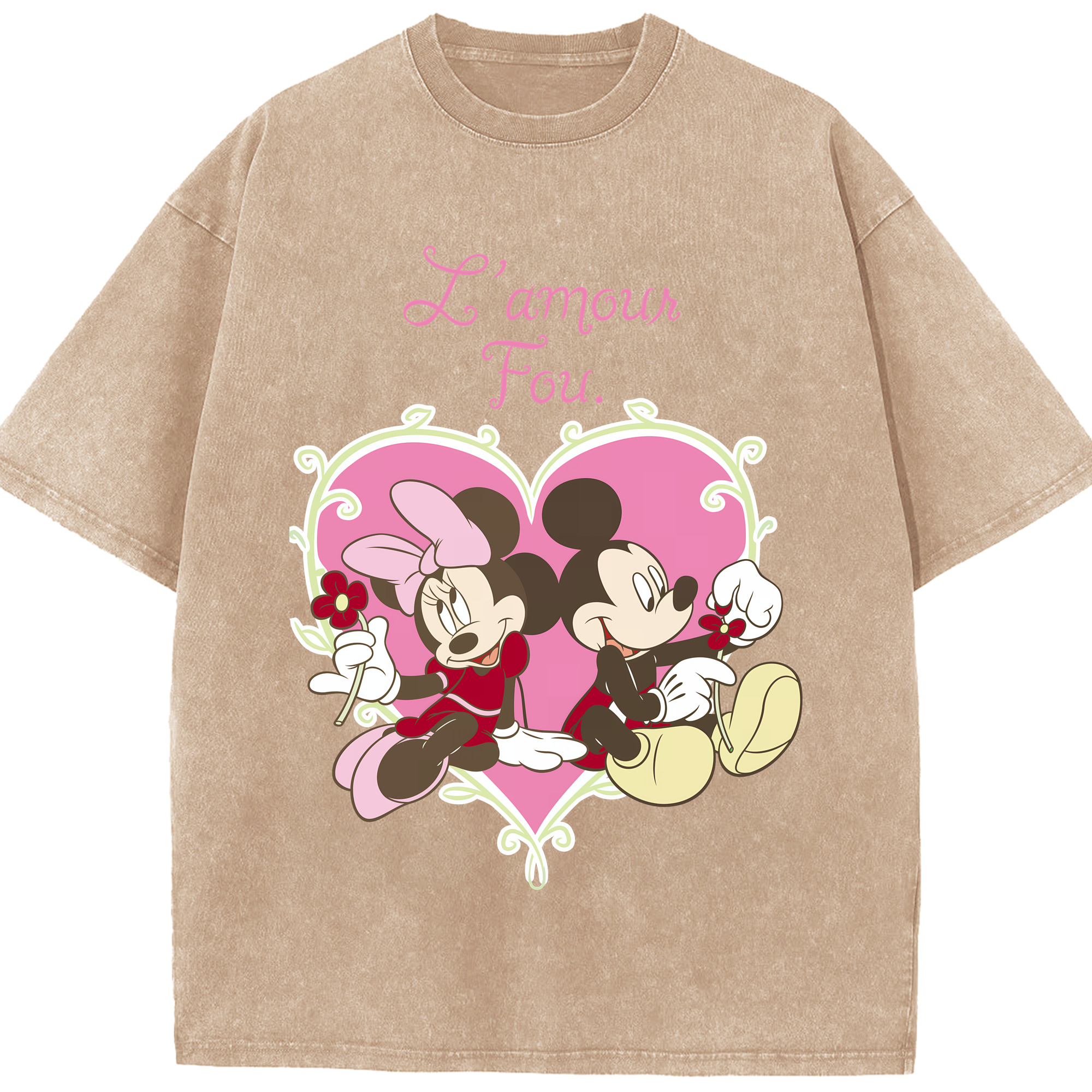 （画像用） ミッキーマウス Mickey Mouse 綿100% ヴィンテージ風 半袖Tシャツ（フロントプリント）