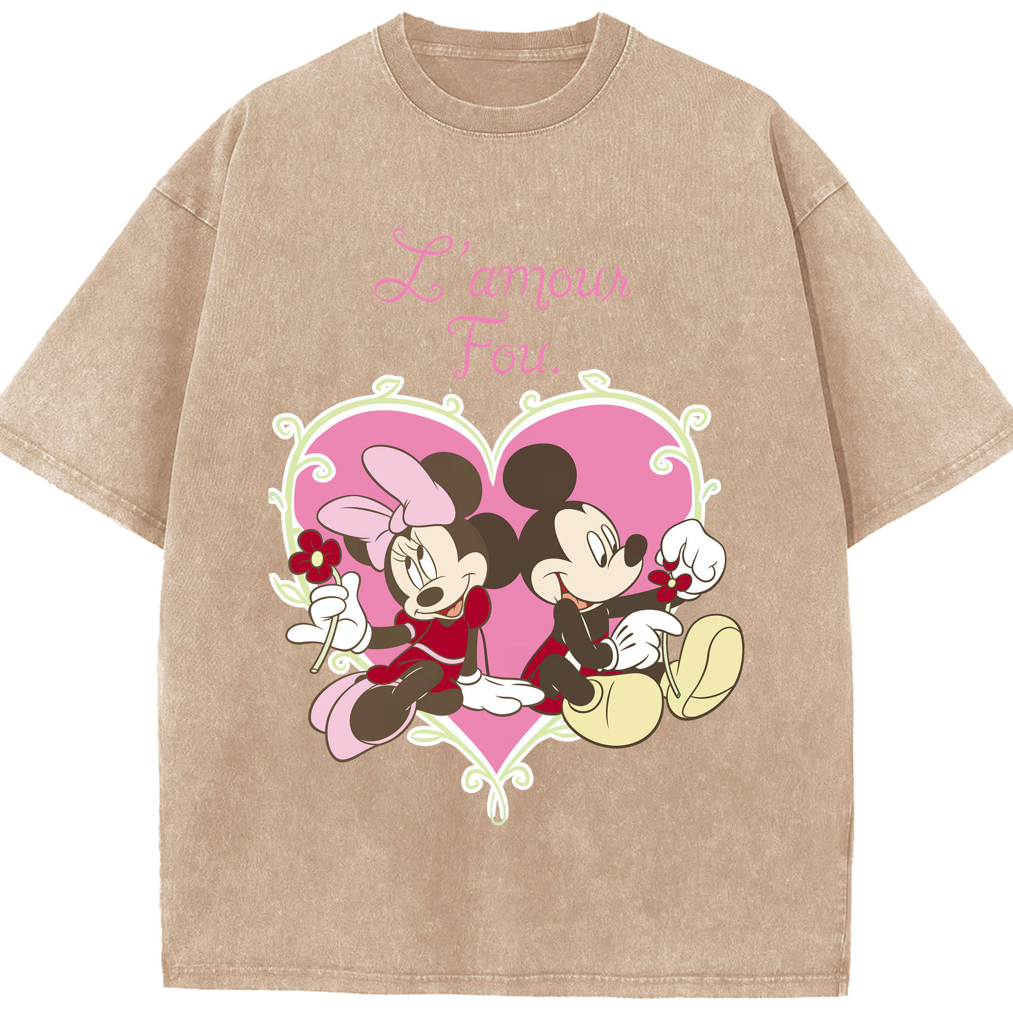 （画像用） ミッキーマウス Mickey Mouse 綿100% ヴィンテージ風 半袖Tシャツ（フロントプリント）