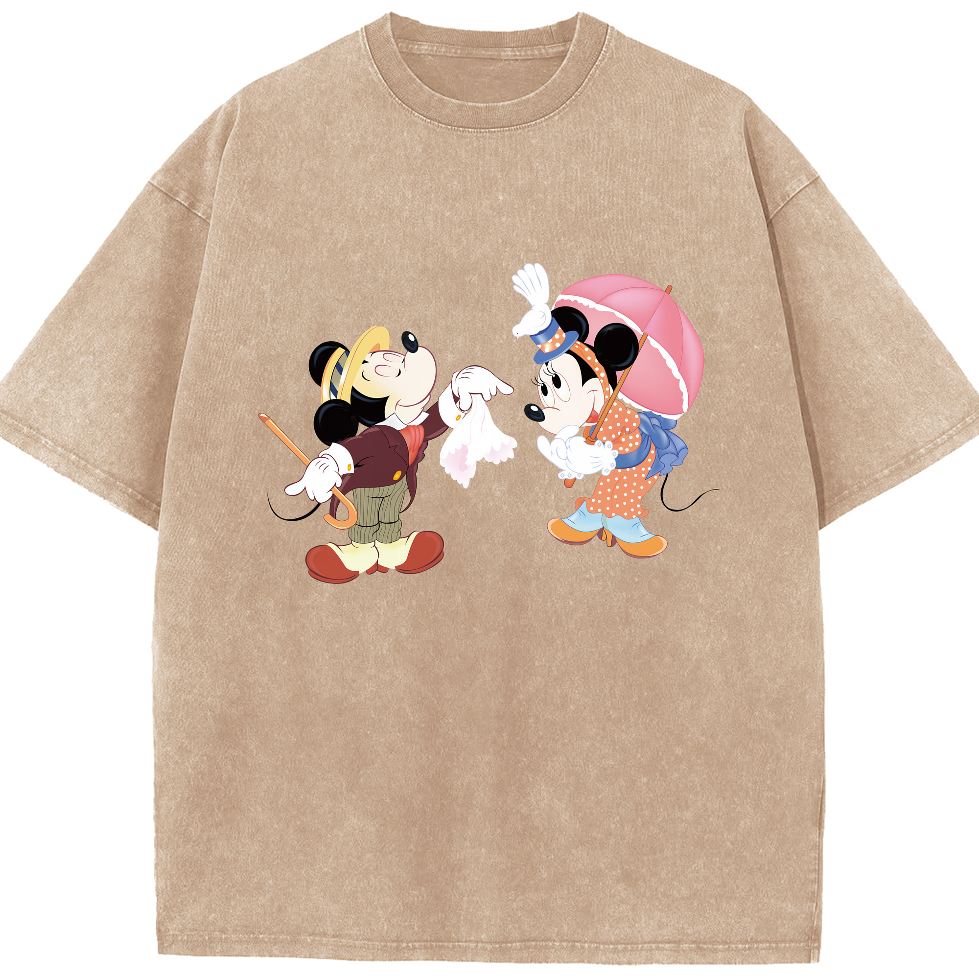 （画像用） ミッキーマウス Mickey Mouse 綿100% ヴィンテージ風 半袖Tシャツ（フロントプリント）