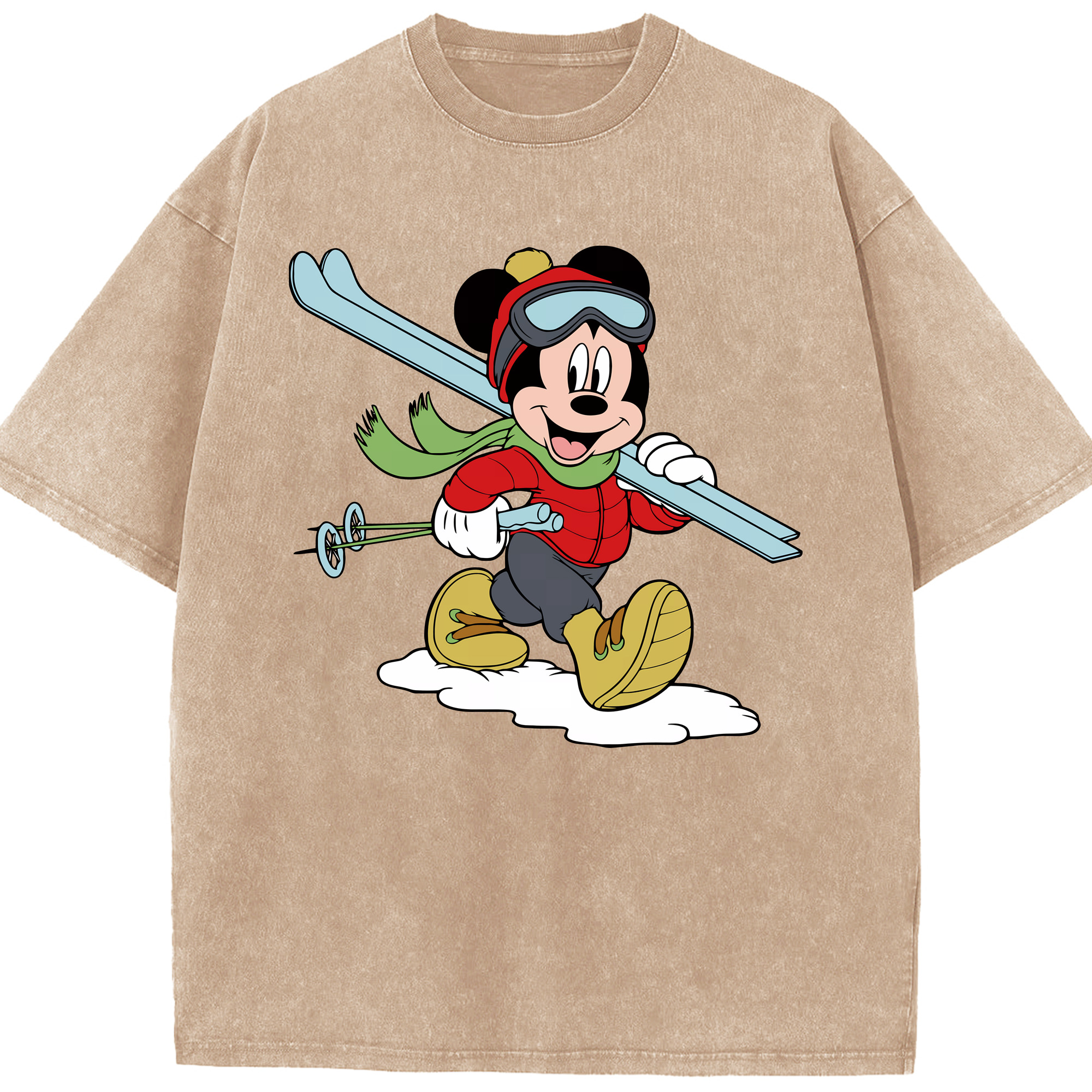 （画像用） ミッキーマウス Mickey Mouse 綿100% ヴィンテージ風 半袖Tシャツ（フロントプリント）