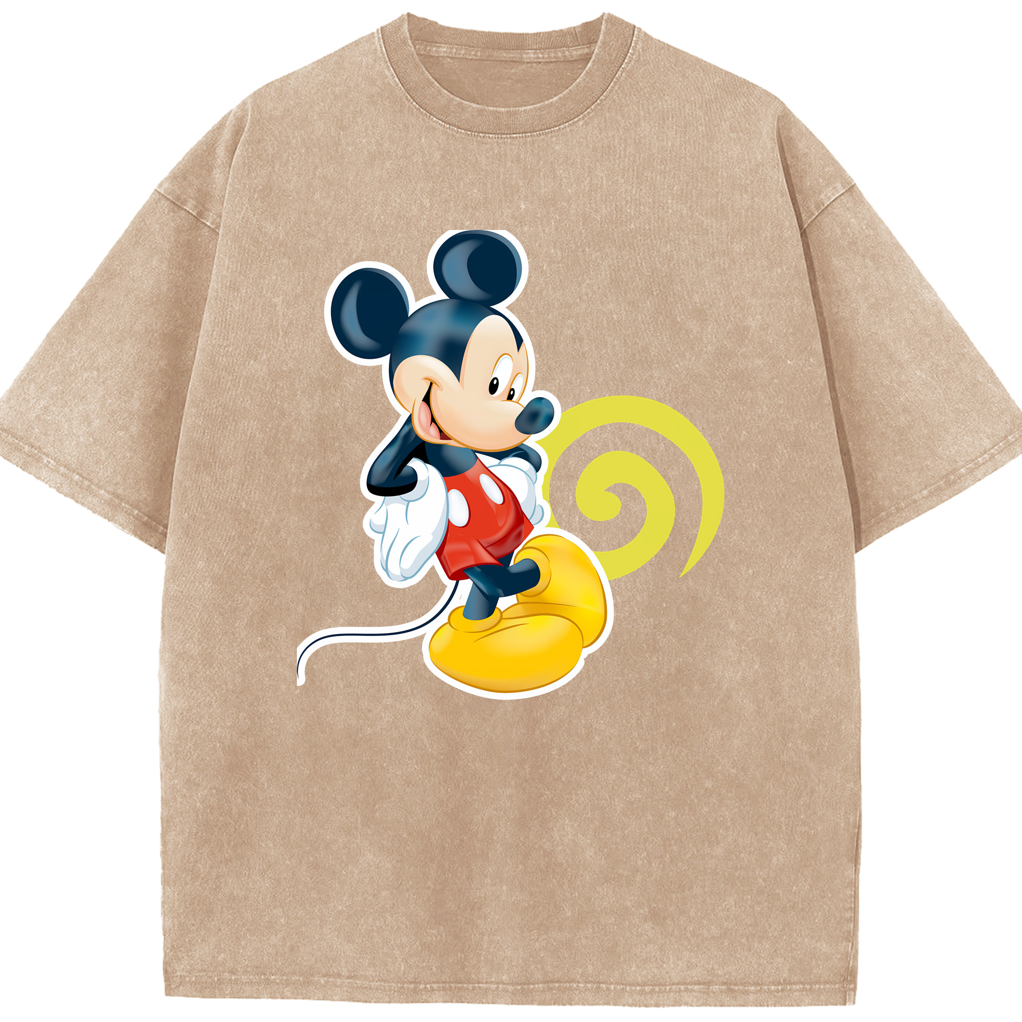 （画像用） ミッキーマウス Mickey Mouse 綿100% ヴィンテージ風 半袖Tシャツ（フロントプリント）