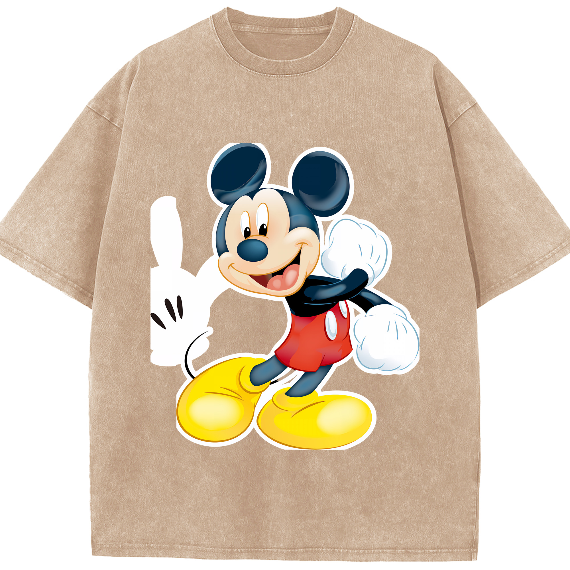 （画像用） ミッキーマウス Mickey Mouse 綿100% ヴィンテージ風 半袖Tシャツ（フロントプリント）