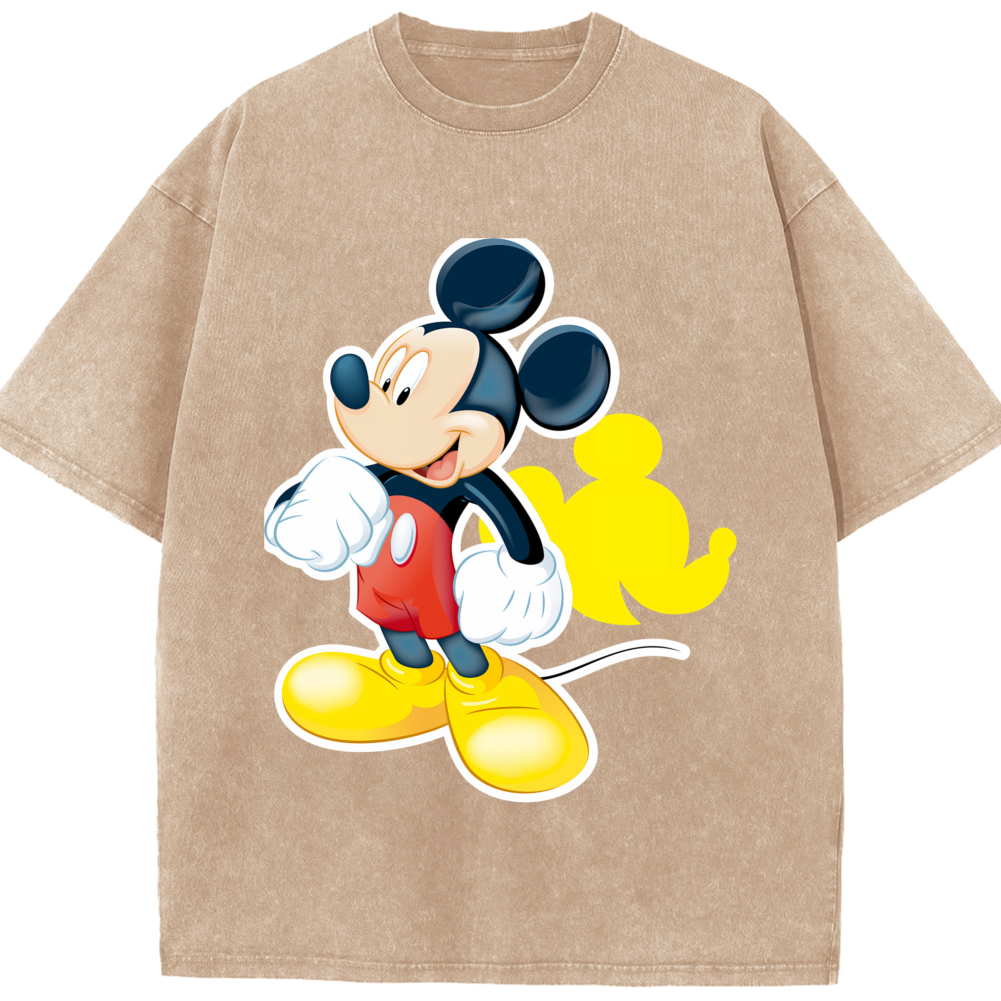 （画像用） ミッキーマウス Mickey Mouse 綿100% ヴィンテージ風 半袖Tシャツ（フロントプリント）