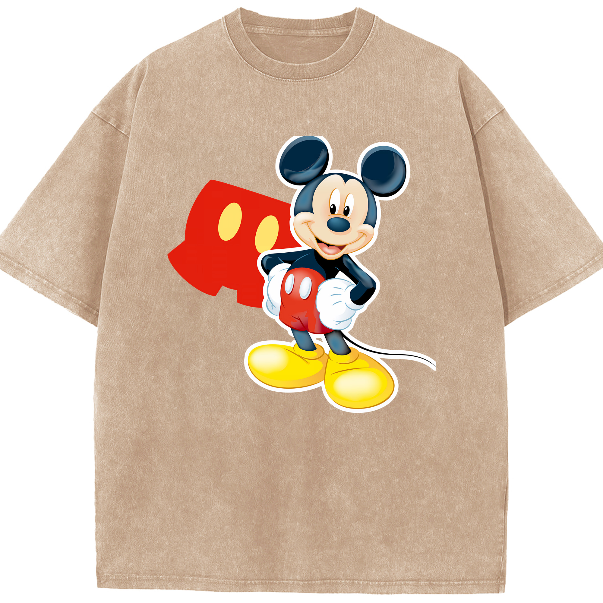 （画像用） ミッキーマウス Mickey Mouse 綿100% ヴィンテージ風 半袖Tシャツ（フロントプリント）
