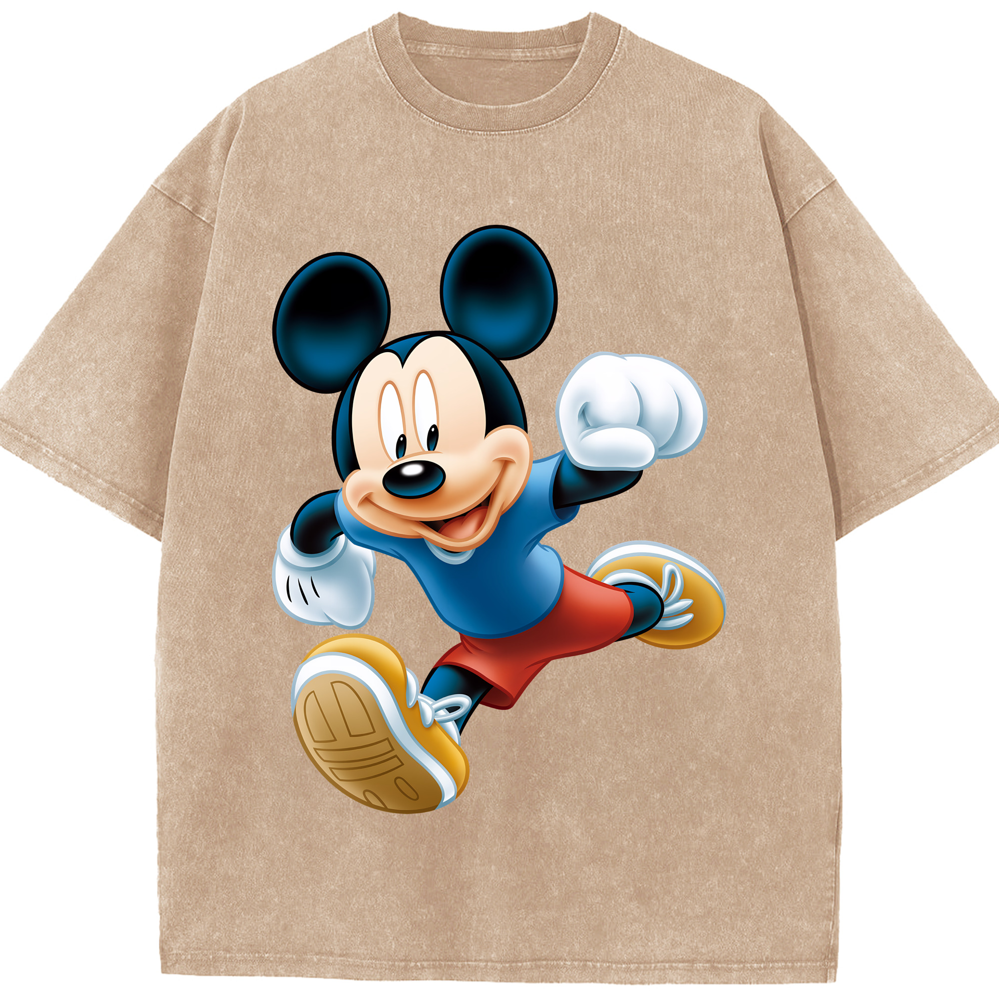（画像用） ミッキーマウス Mickey Mouse 綿100% ヴィンテージ風 半袖Tシャツ（フロントプリント）