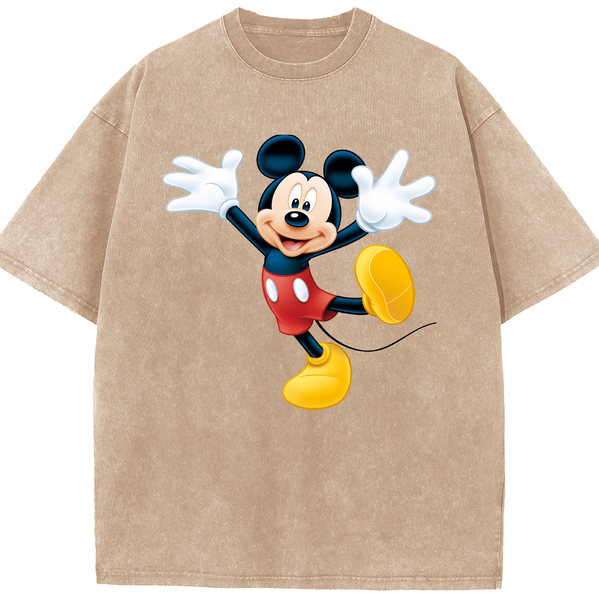 （画像用） ミッキーマウス Mickey Mouse 綿100% ヴィンテージ風 半袖Tシャツ（フロントプリント）