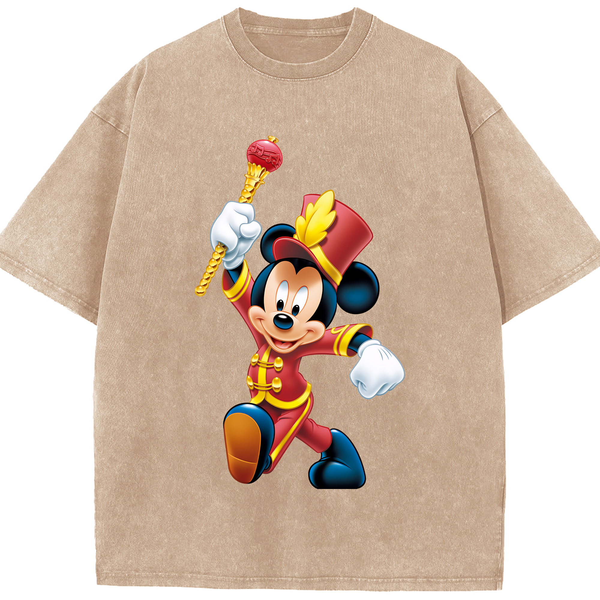 （画像用） ミッキーマウス Mickey Mouse 綿100% ヴィンテージ風 半袖Tシャツ（フロントプリント）