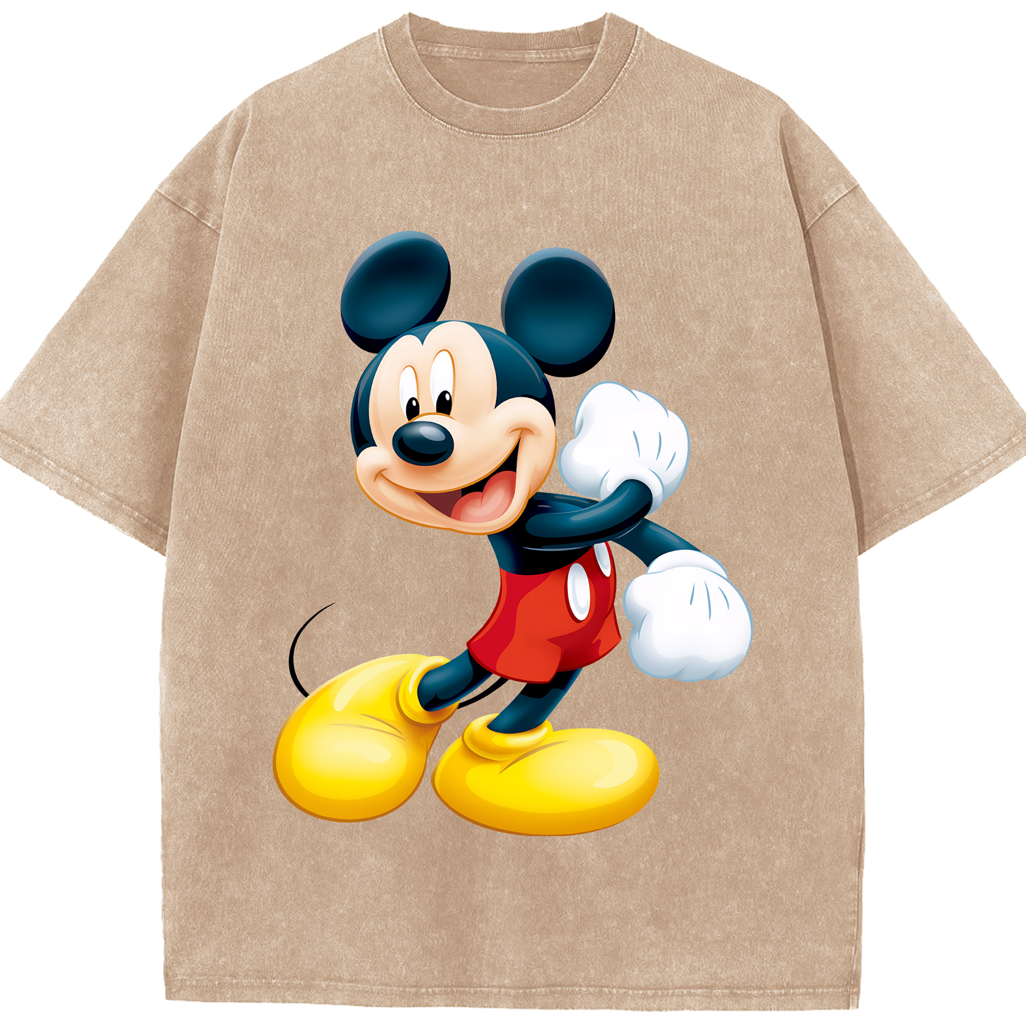 （画像用） ミッキーマウス Mickey Mouse 綿100% ヴィンテージ風 半袖Tシャツ（フロントプリント）