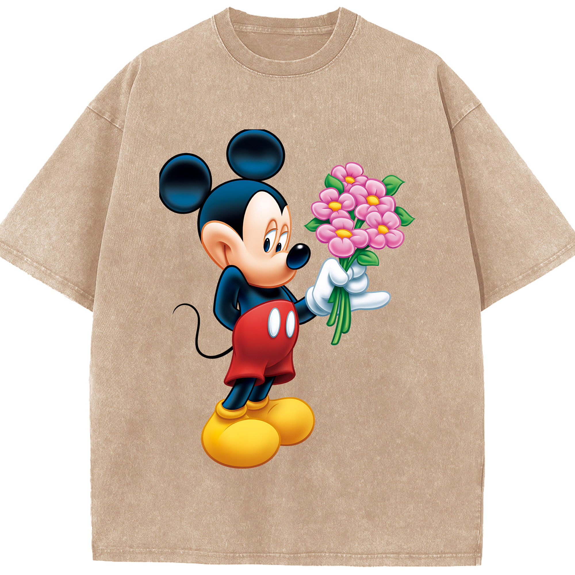（画像用） ミッキーマウス Mickey Mouse 綿100% ヴィンテージ風 半袖Tシャツ（フロントプリント）