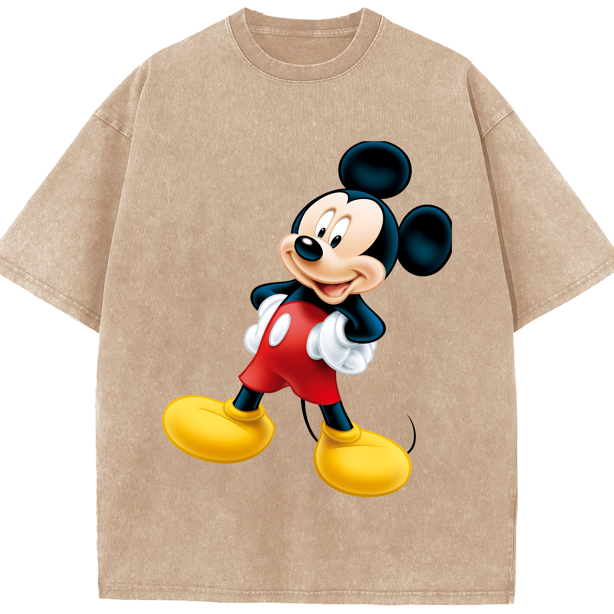 （画像用） ミッキーマウス Mickey Mouse 綿100% ヴィンテージ風 半袖Tシャツ（フロントプリント）