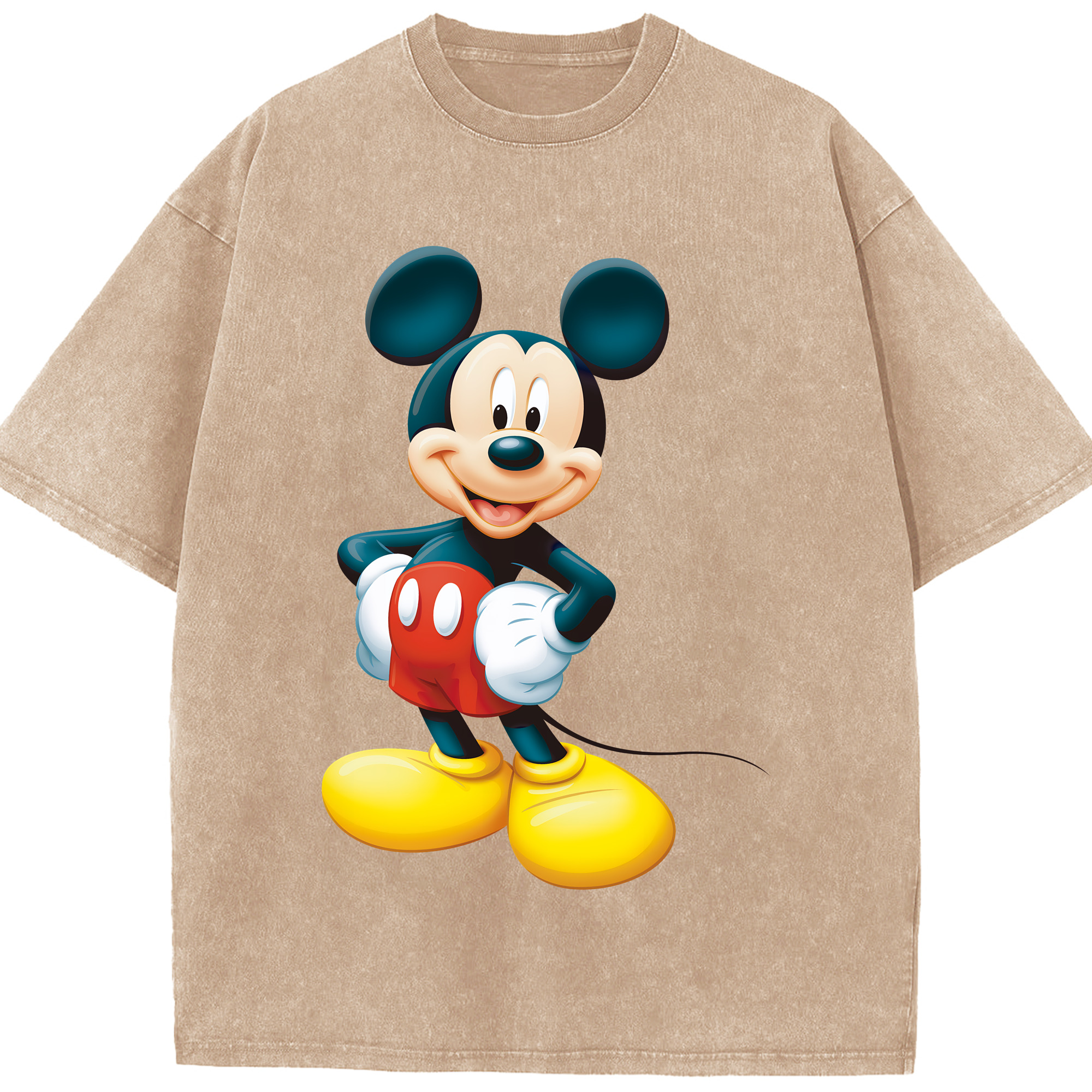 （画像用） ミッキーマウス Mickey Mouse 綿100% ヴィンテージ風 半袖Tシャツ（フロントプリント）