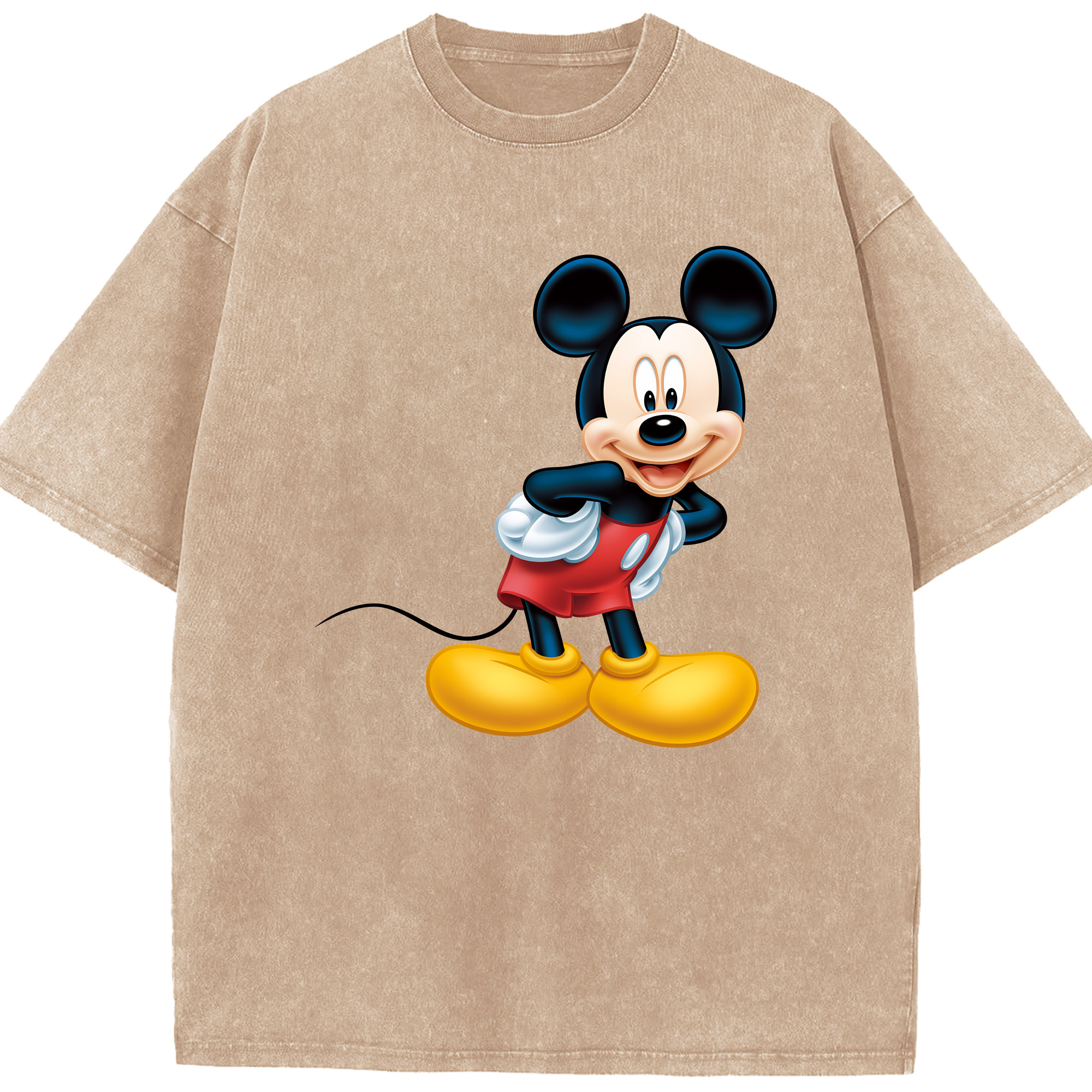（画像用） ミッキーマウス Mickey Mouse 綿100% ヴィンテージ風 半袖Tシャツ（フロントプリント）