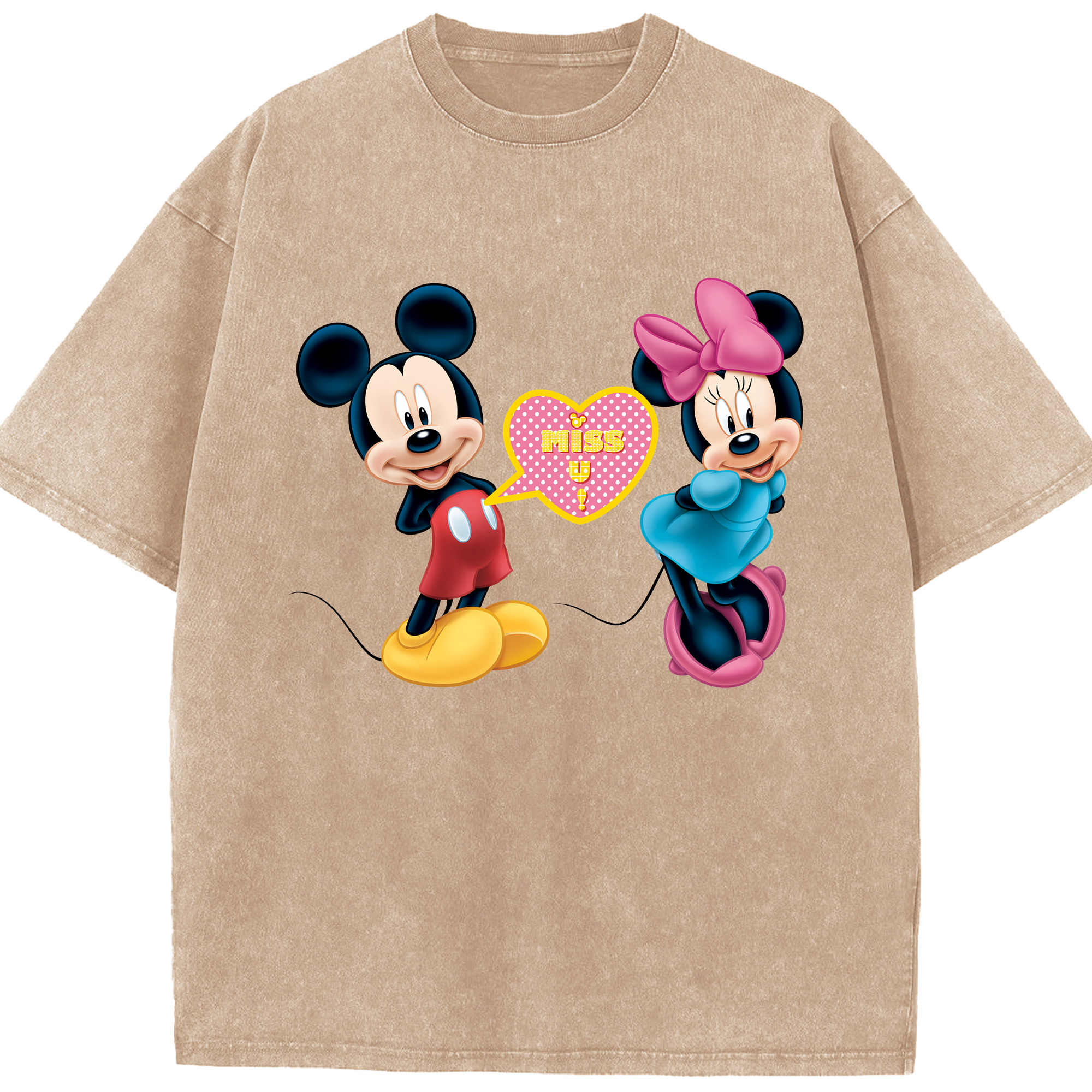 （画像用） ミッキーマウス Mickey Mouse 綿100% ヴィンテージ風 半袖Tシャツ（フロントプリント）