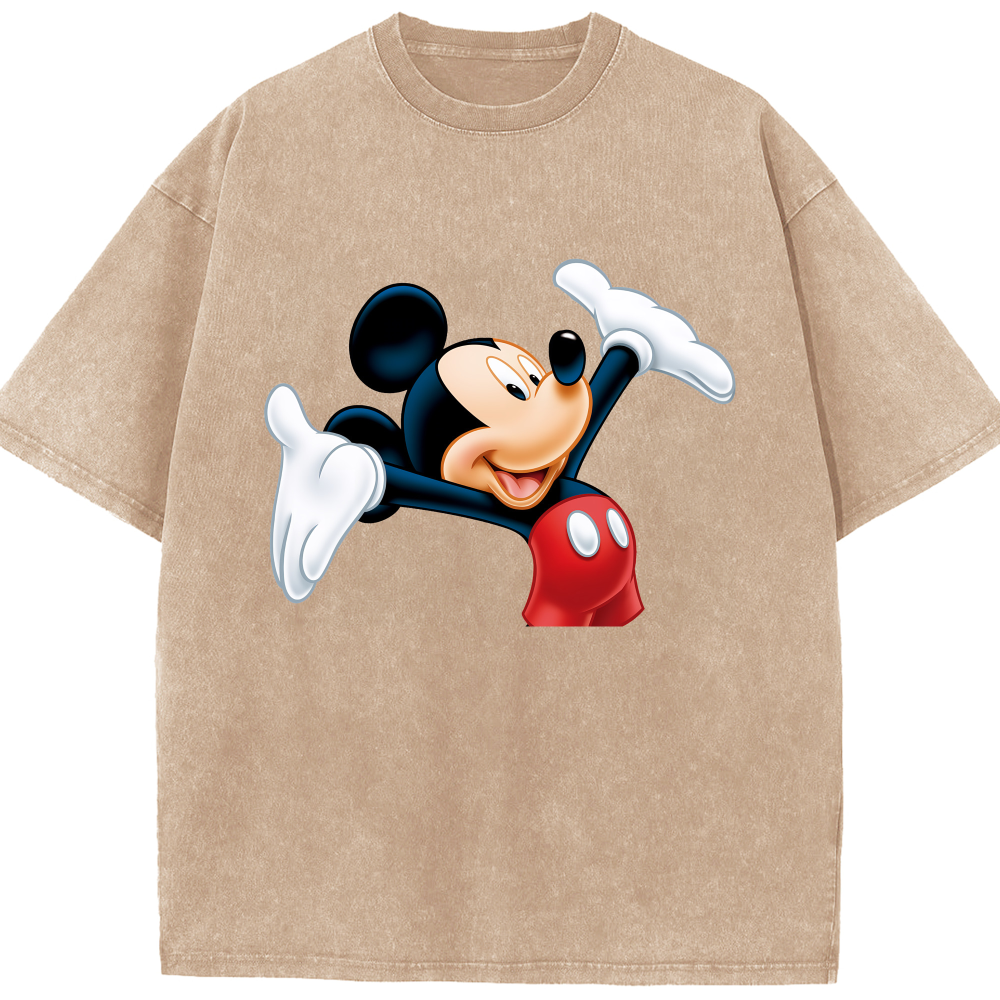 （画像用） ミッキーマウス Mickey Mouse 綿100% ヴィンテージ風 半袖Tシャツ（フロントプリント）