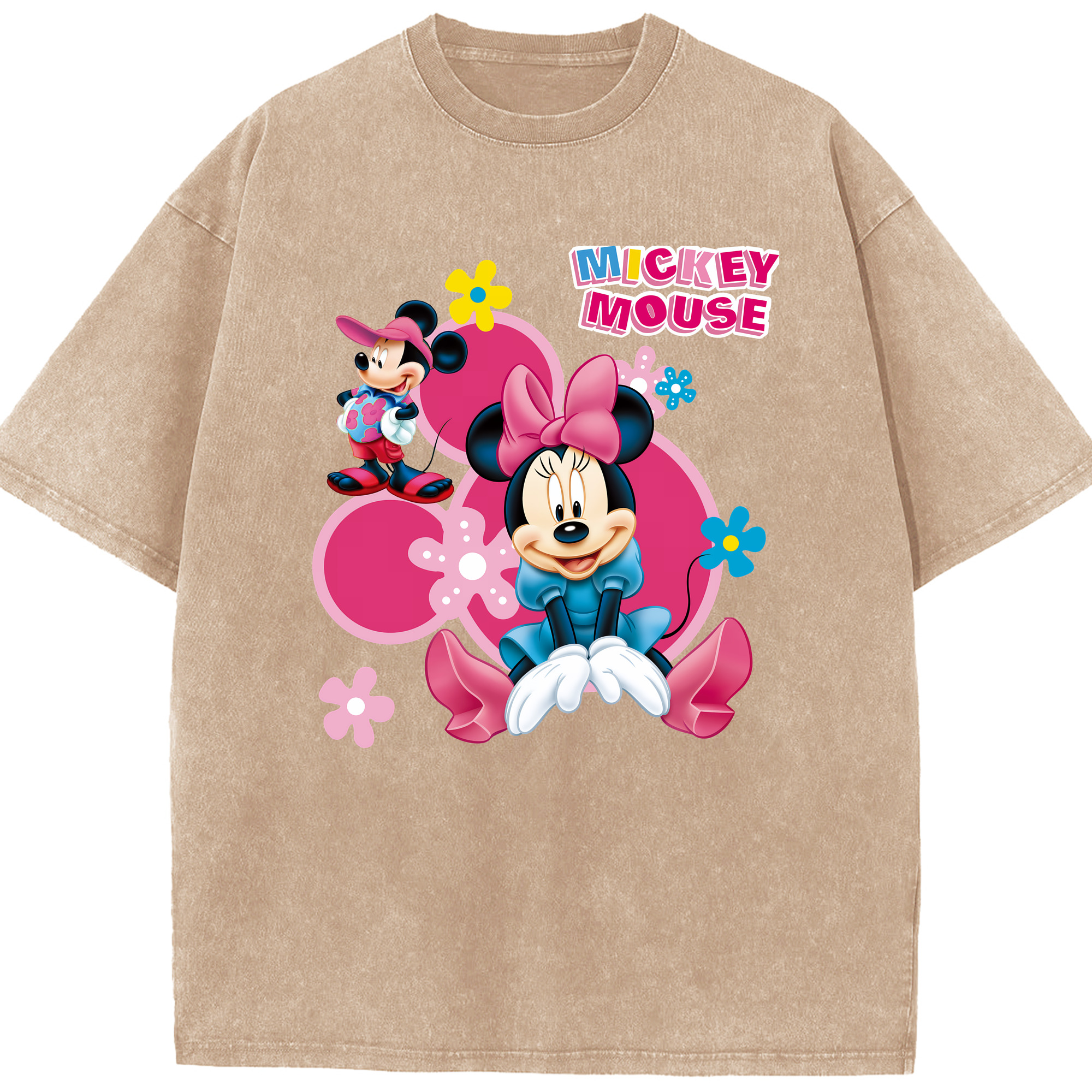 （画像用） ミッキーマウス Mickey Mouse 綿100% ヴィンテージ風 半袖Tシャツ（フロントプリント）