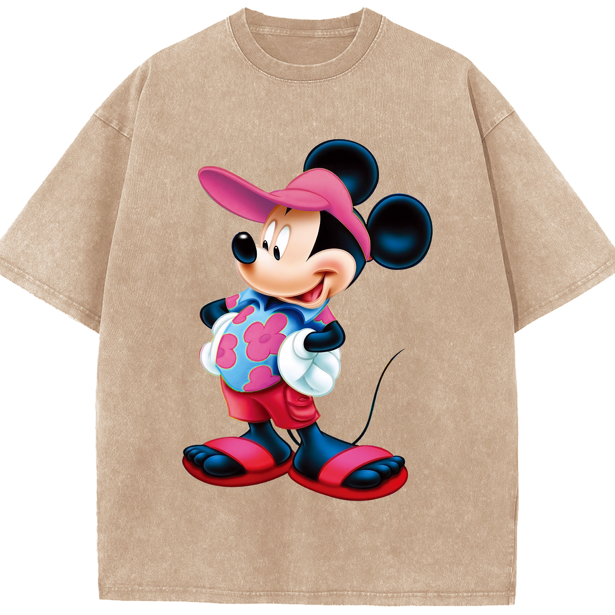 （画像用） ミッキーマウス Mickey Mouse 綿100% ヴィンテージ風 半袖Tシャツ（フロントプリント）