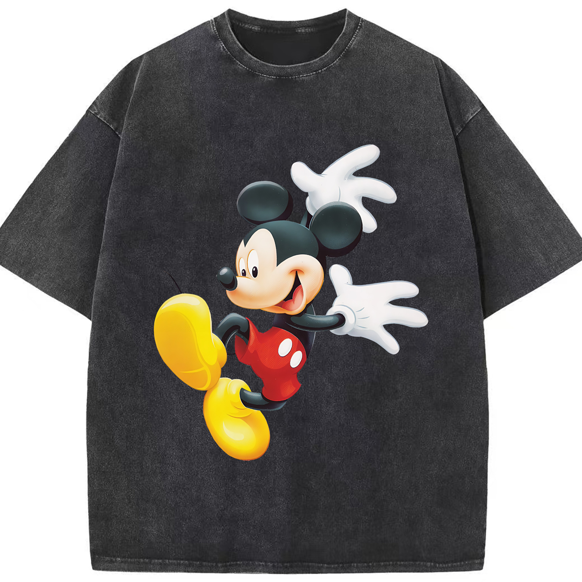 （画像用） ミッキーマウス Mickey Mouse 綿100% ヴィンテージ風 半袖Tシャツ（フロントプリント）