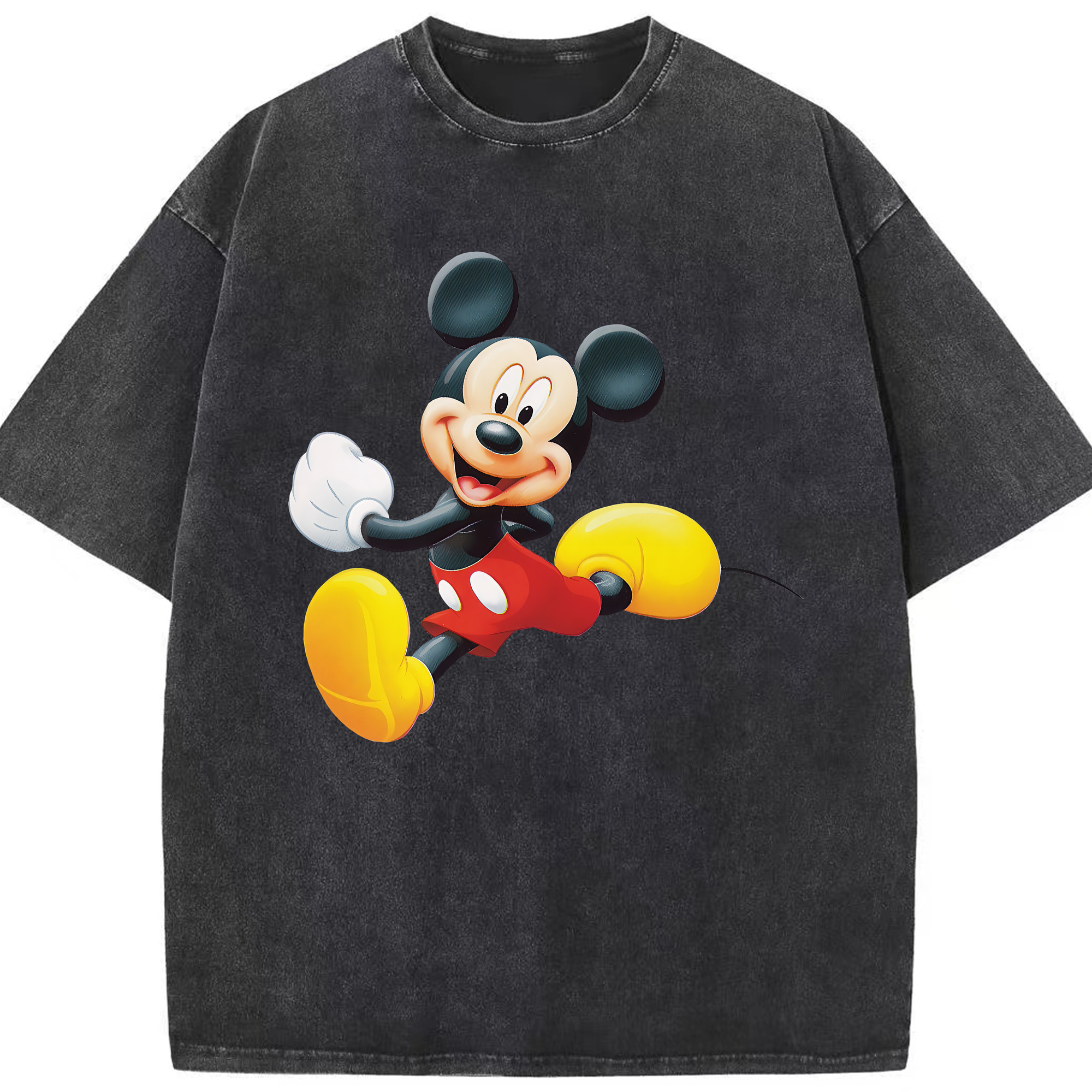 （画像用） ミッキーマウス Mickey Mouse 綿100% ヴィンテージ風 半袖Tシャツ（フロントプリント）