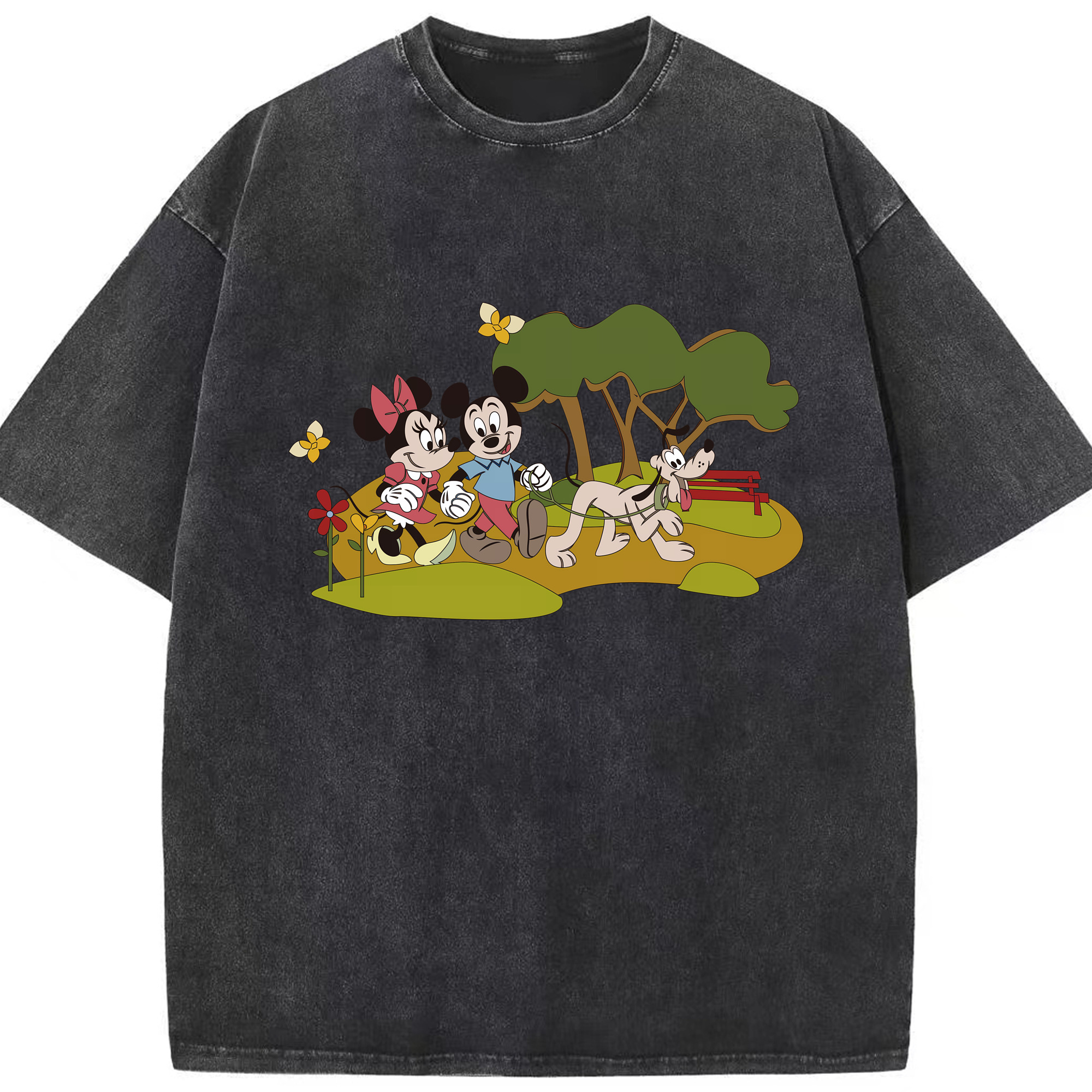（画像用） ミッキーマウス Mickey Mouse 綿100% ヴィンテージ風 半袖Tシャツ（フロントプリント）