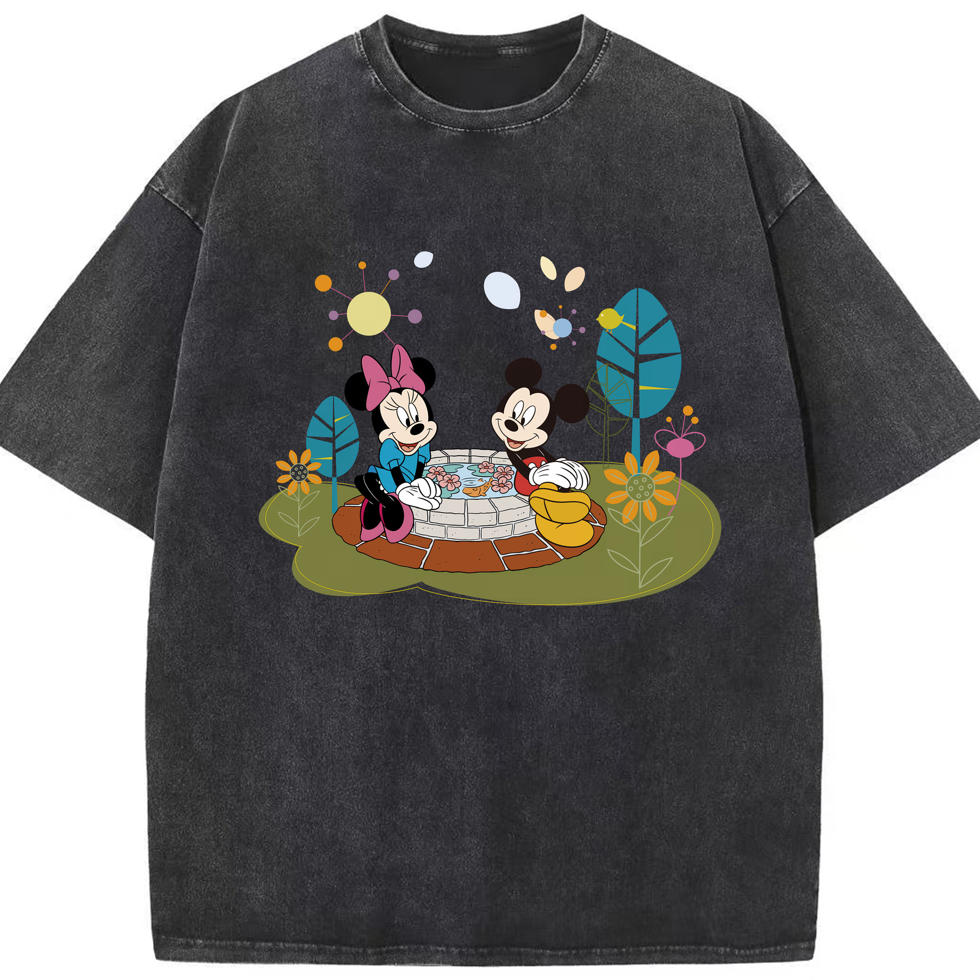 （画像用） ミッキーマウス Mickey Mouse 綿100% ヴィンテージ風 半袖Tシャツ（フロントプリント）