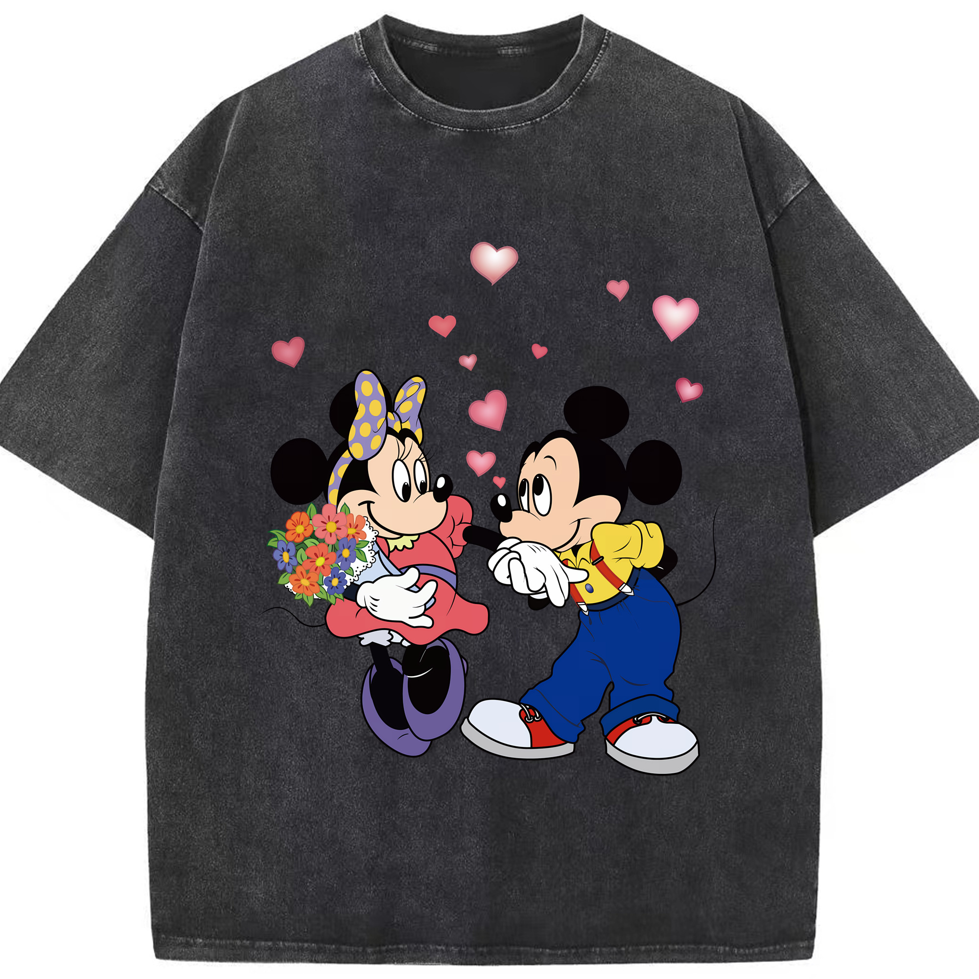 （画像用） ミッキーマウス Mickey Mouse 綿100% ヴィンテージ風 半袖Tシャツ（フロントプリント）