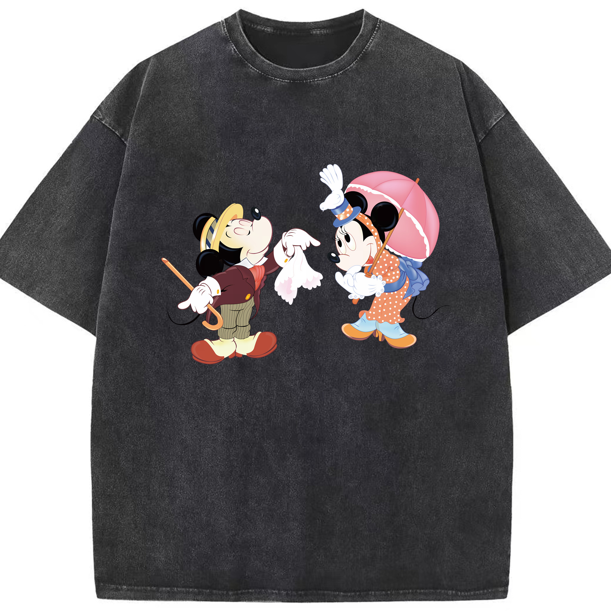 （画像用） ミッキーマウス Mickey Mouse 綿100% ヴィンテージ風 半袖Tシャツ（フロントプリント）