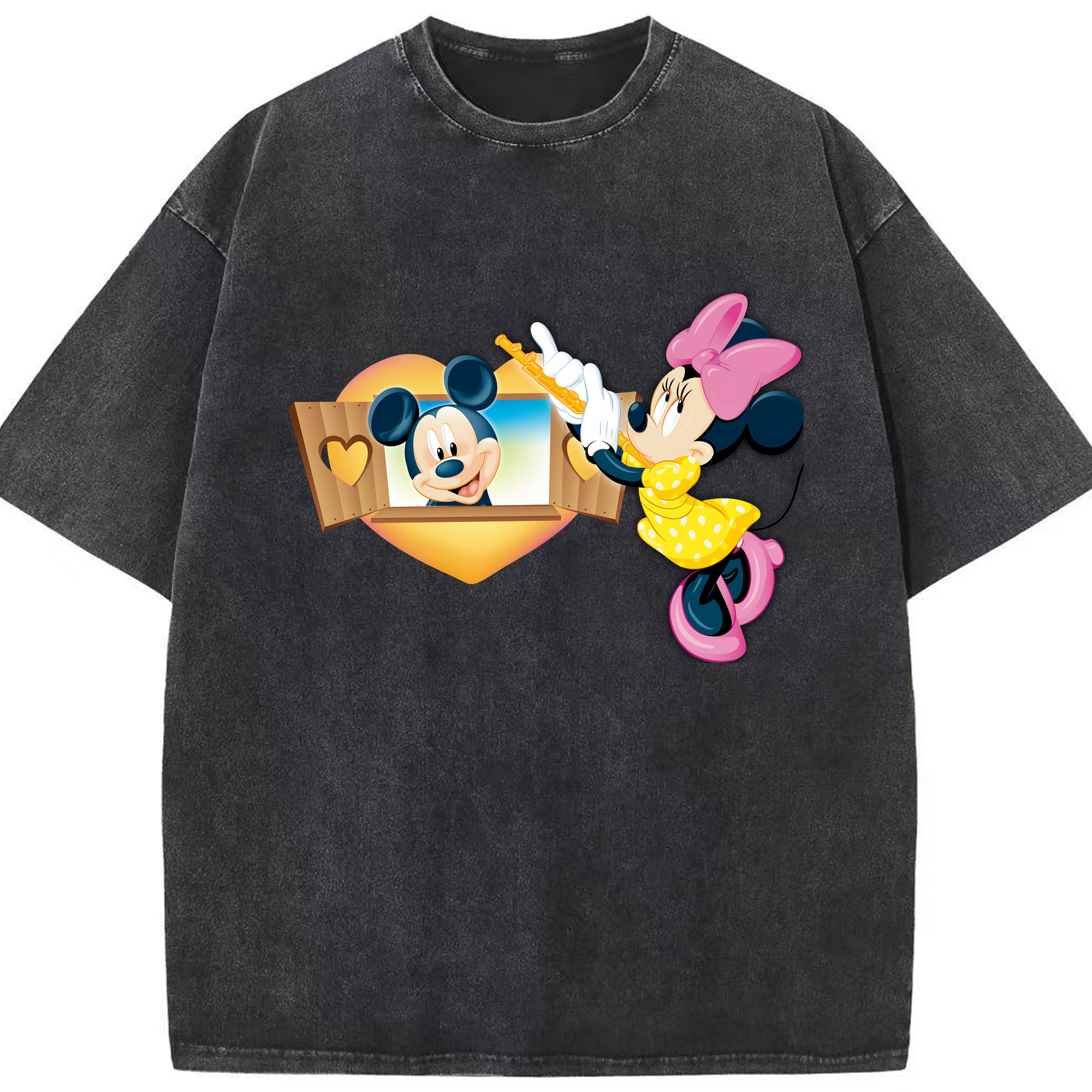 （画像用） ミッキーマウス Mickey Mouse 綿100% ヴィンテージ風 半袖Tシャツ（フロントプリント）