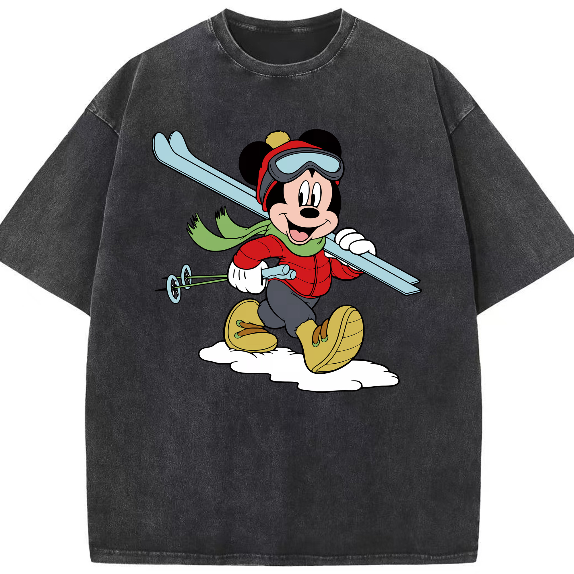 （画像用） ミッキーマウス Mickey Mouse 綿100% ヴィンテージ風 半袖Tシャツ（フロントプリント）