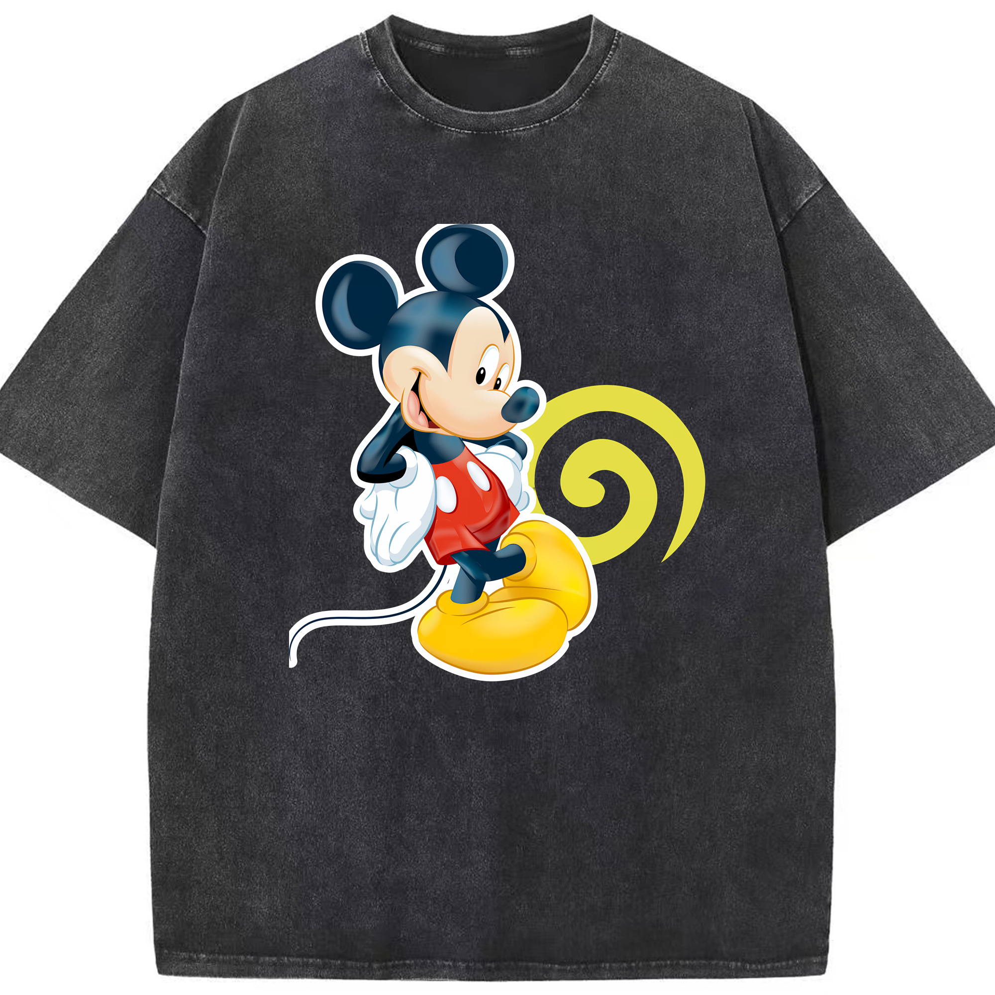 （画像用） ミッキーマウス Mickey Mouse 綿100% ヴィンテージ風 半袖Tシャツ（フロントプリント）