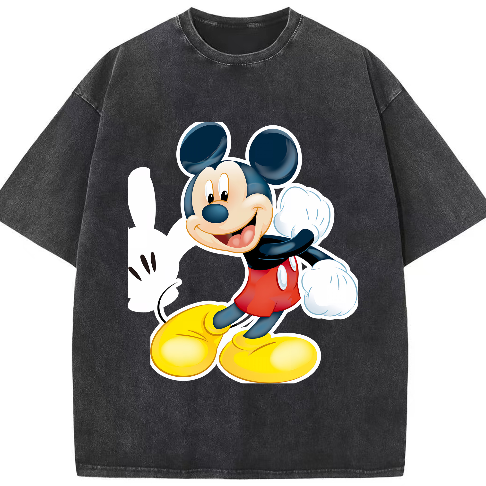 （画像用） ミッキーマウス Mickey Mouse 綿100% ヴィンテージ風 半袖Tシャツ（フロントプリント）