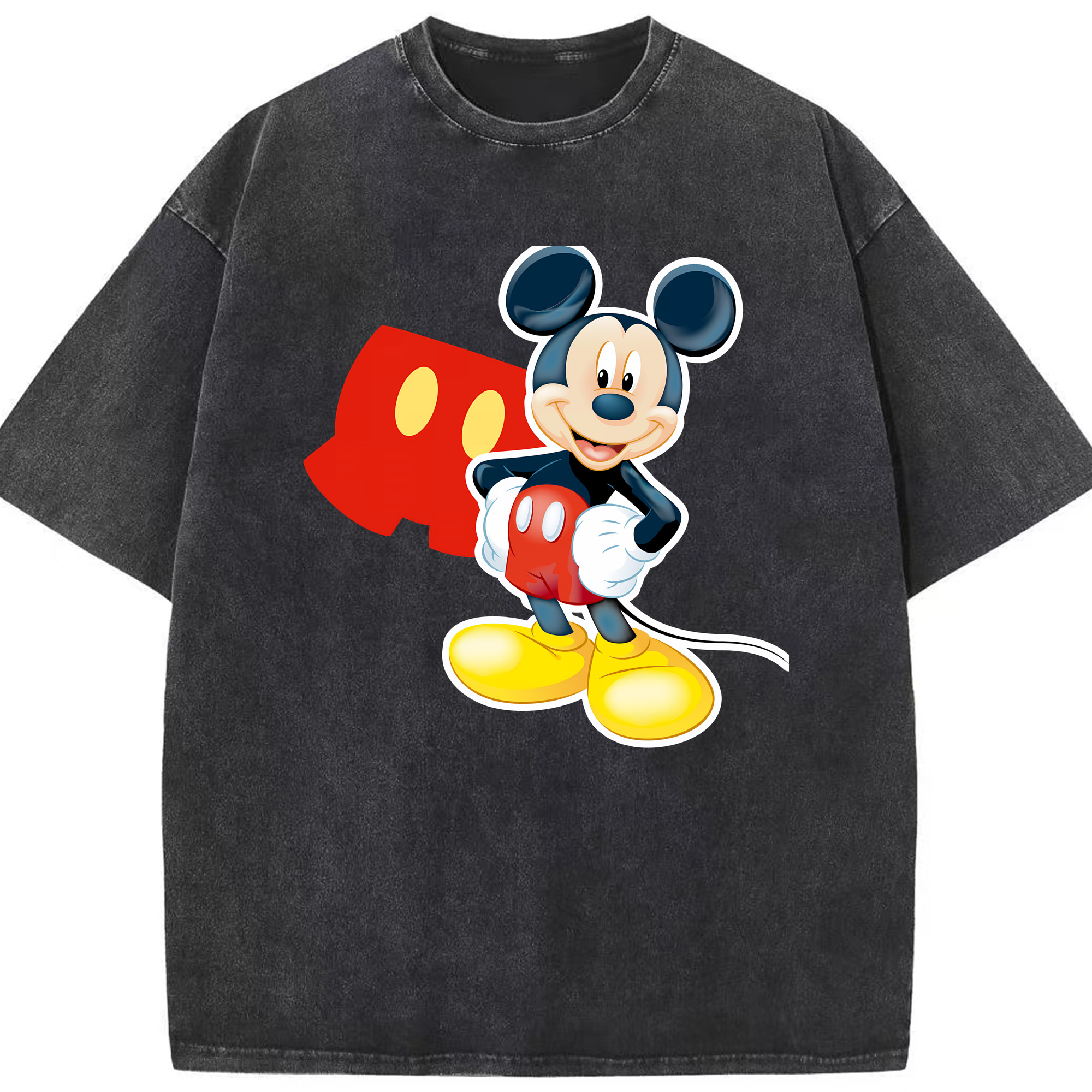 （画像用） ミッキーマウス Mickey Mouse 綿100% ヴィンテージ風 半袖Tシャツ（フロントプリント）