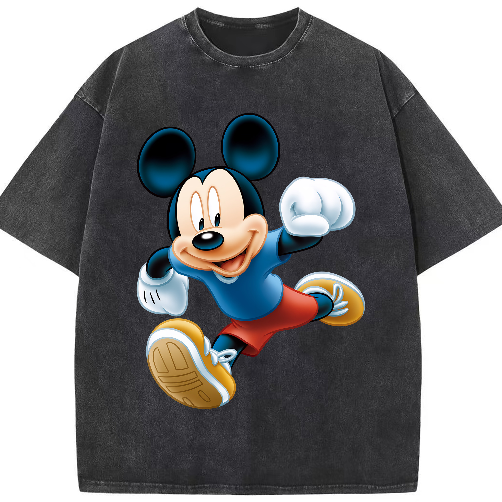 （画像用） ミッキーマウス Mickey Mouse 綿100% ヴィンテージ風 半袖Tシャツ（フロントプリント）