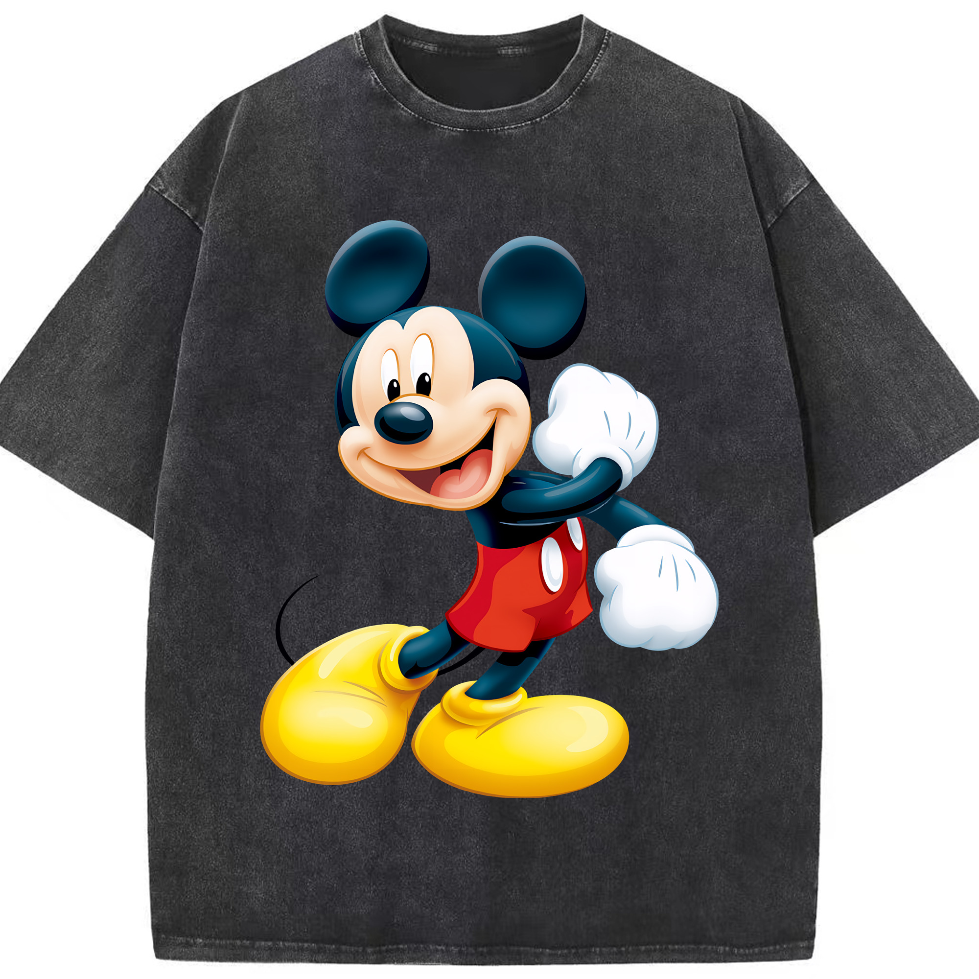 （画像用） ミッキーマウス Mickey Mouse 綿100% ヴィンテージ風 半袖Tシャツ（フロントプリント）