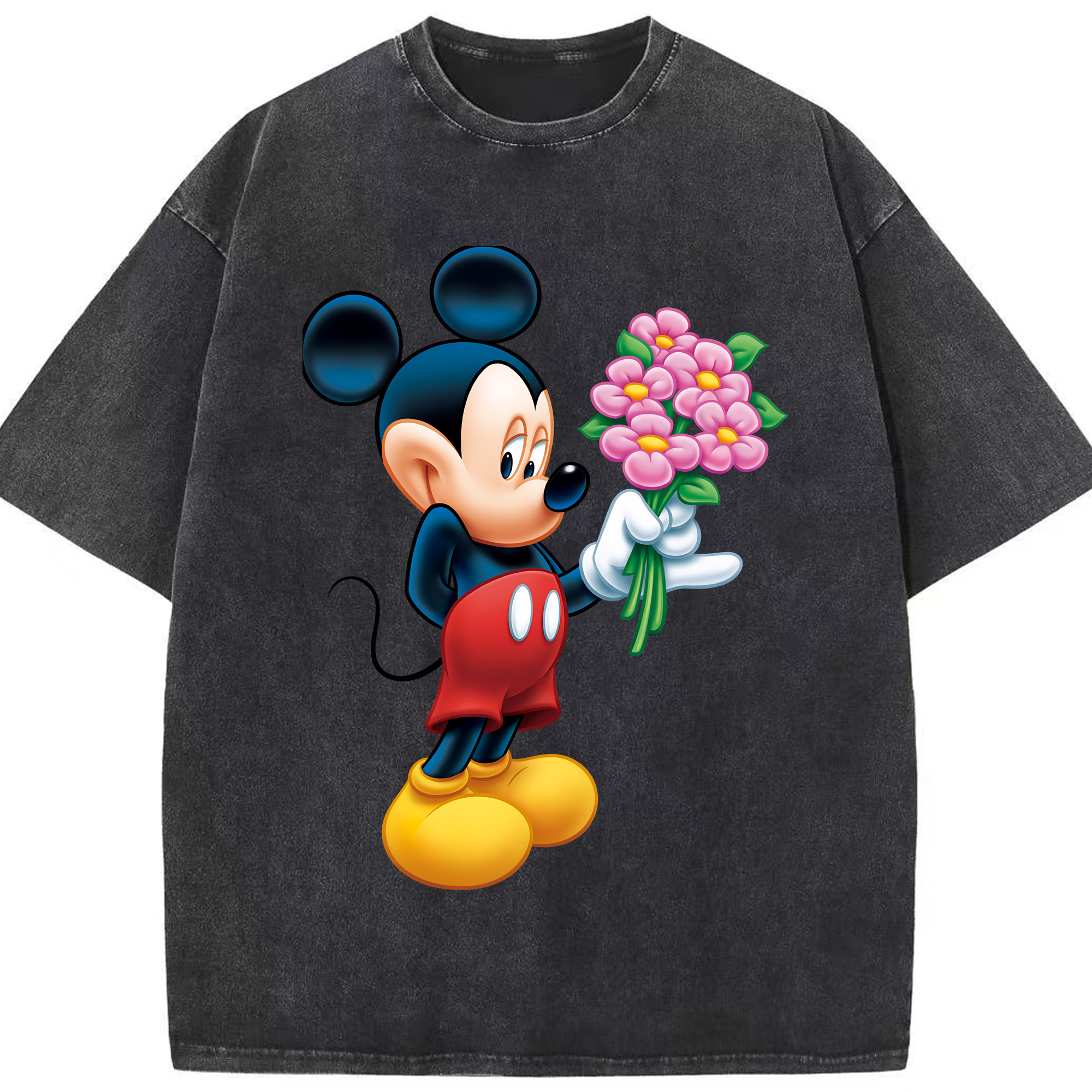 （画像用） ミッキーマウス Mickey Mouse 綿100% ヴィンテージ風 半袖Tシャツ（フロントプリント）