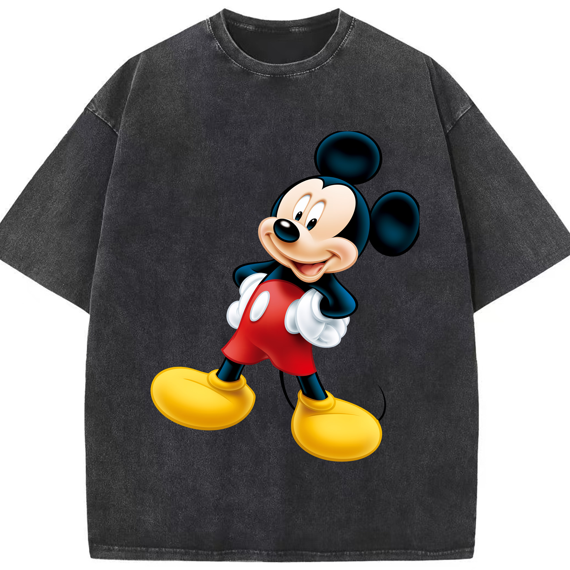 （画像用） ミッキーマウス Mickey Mouse 綿100% ヴィンテージ風 半袖Tシャツ（フロントプリント）