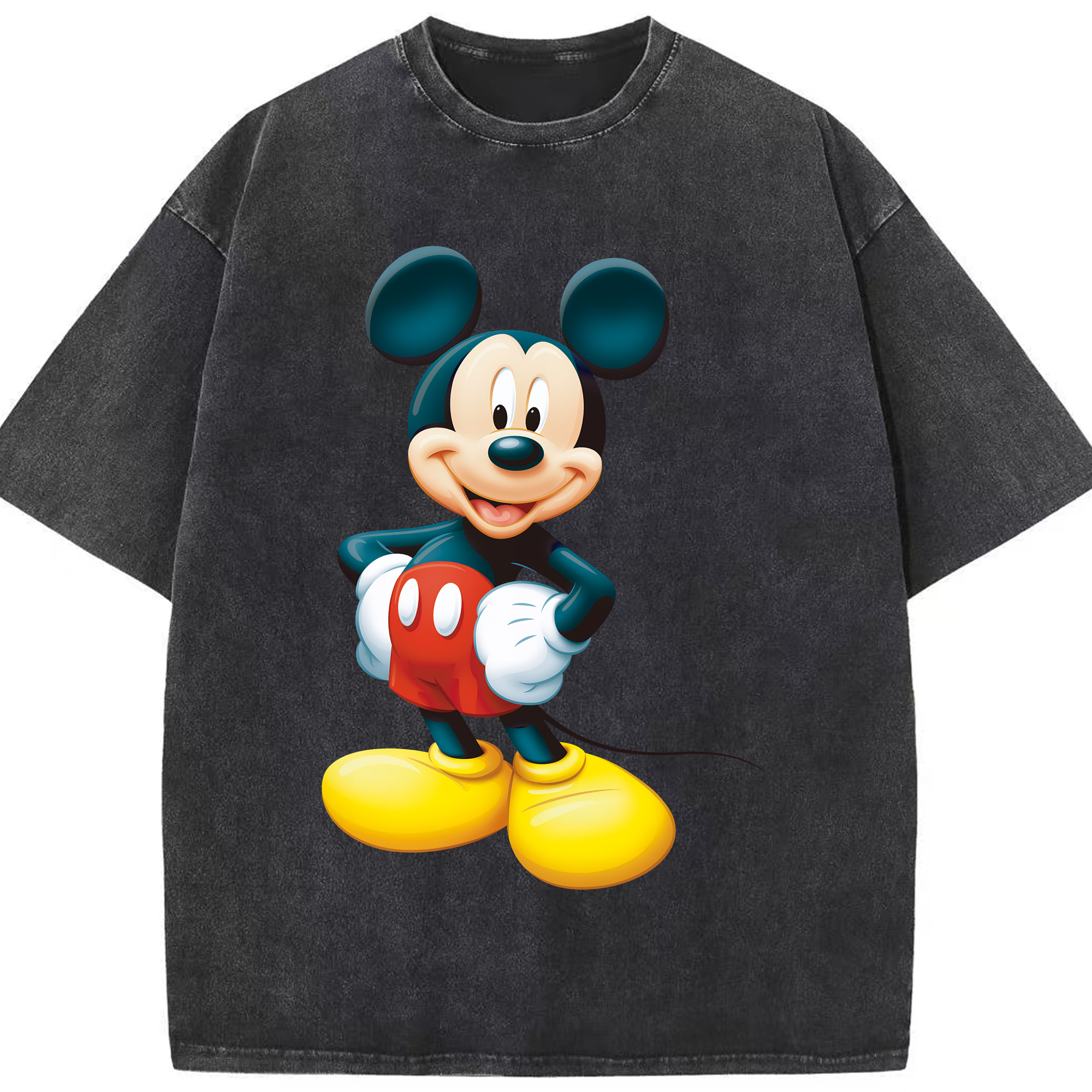 （画像用） ミッキーマウス Mickey Mouse 綿100% ヴィンテージ風 半袖Tシャツ（フロントプリント）