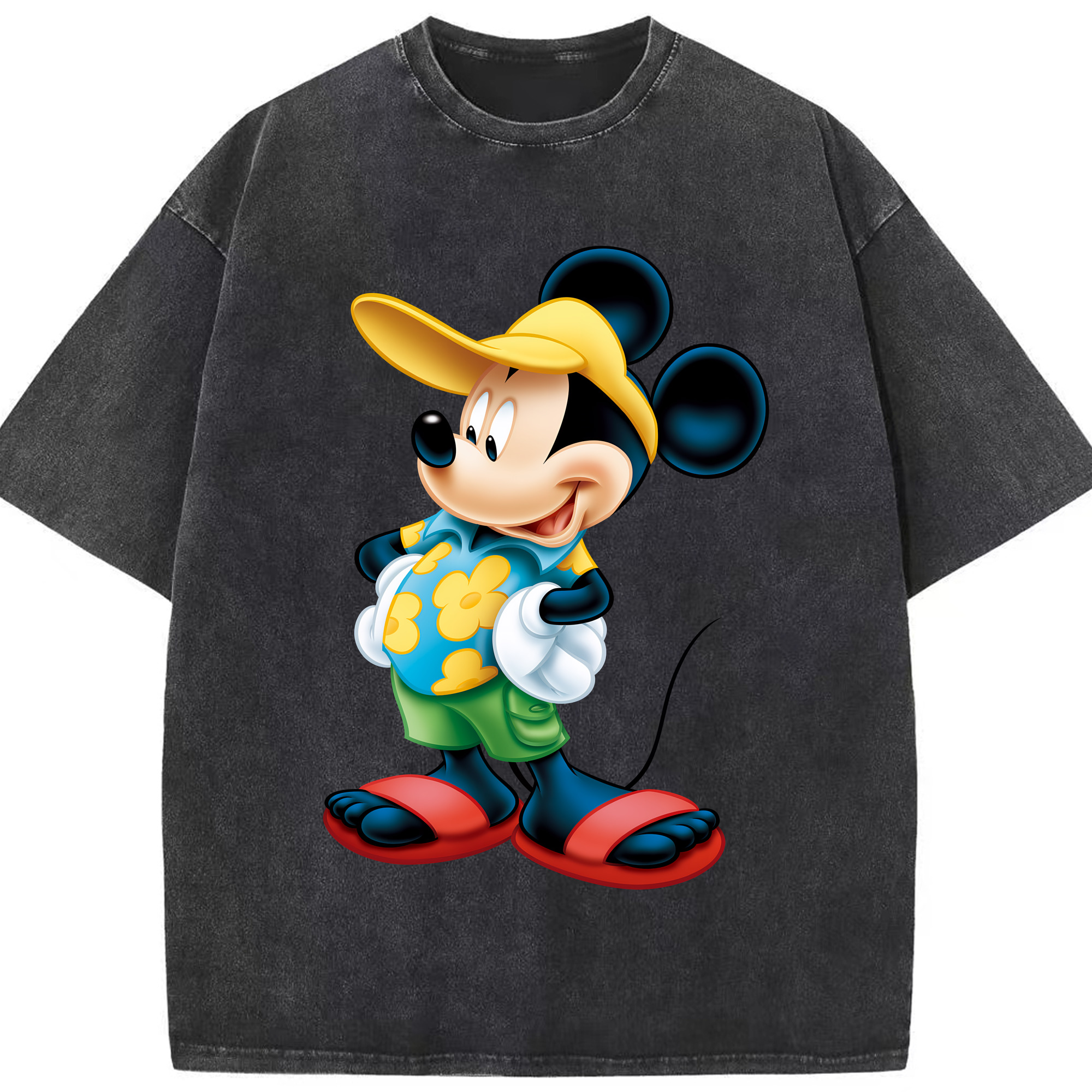 （画像用） ミッキーマウス Mickey Mouse 綿100% ヴィンテージ風 半袖Tシャツ（フロントプリント）
