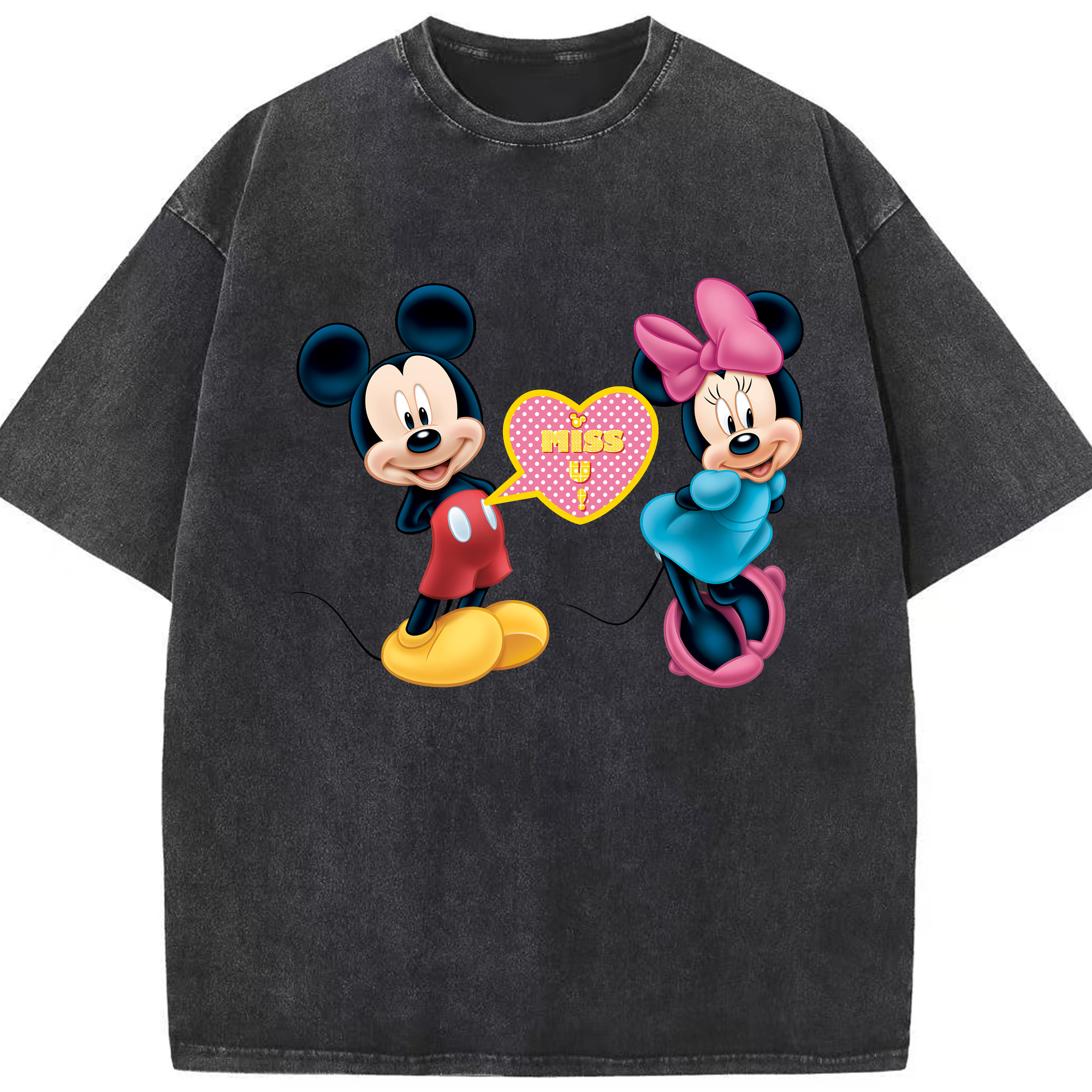（画像用） ミッキーマウス Mickey Mouse 綿100% ヴィンテージ風 半袖Tシャツ（フロントプリント）