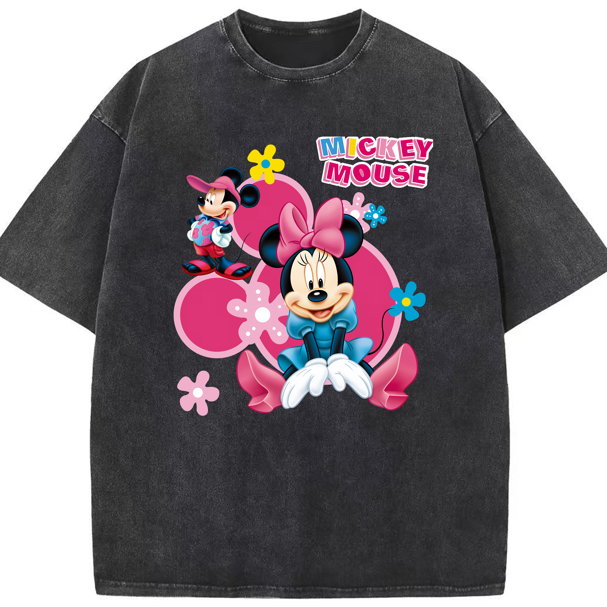 （画像用） ミッキーマウス Mickey Mouse 綿100% ヴィンテージ風 半袖Tシャツ（フロントプリント）