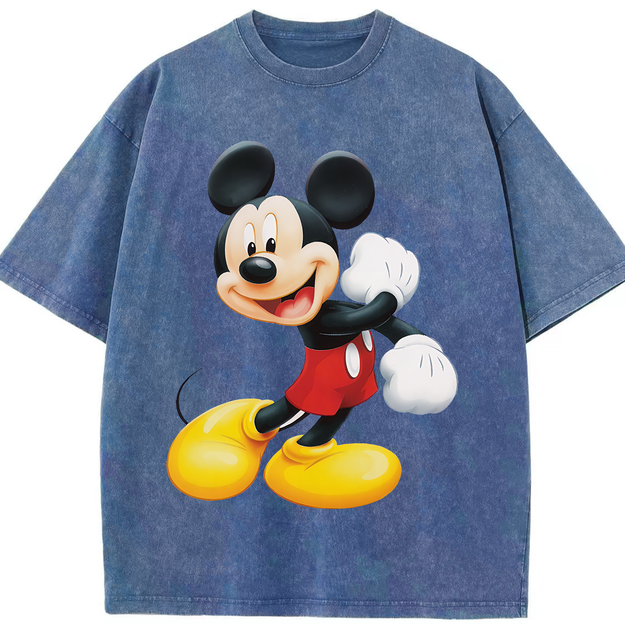 （画像用） ミッキーマウス Mickey Mouse 綿100% ヴィンテージ風 半袖Tシャツ（フロントプリント）