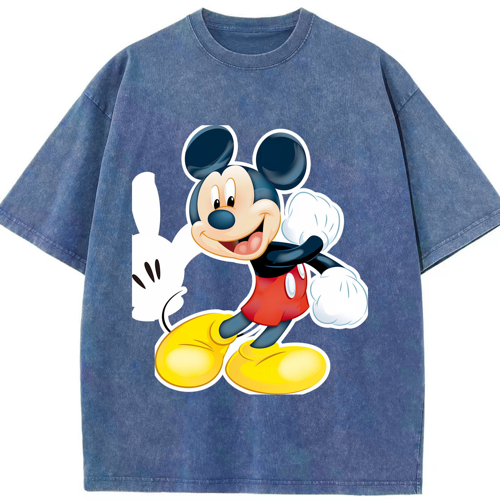 （画像用） ミッキーマウス Mickey Mouse 綿100% ヴィンテージ風 半袖Tシャツ（フロントプリント）