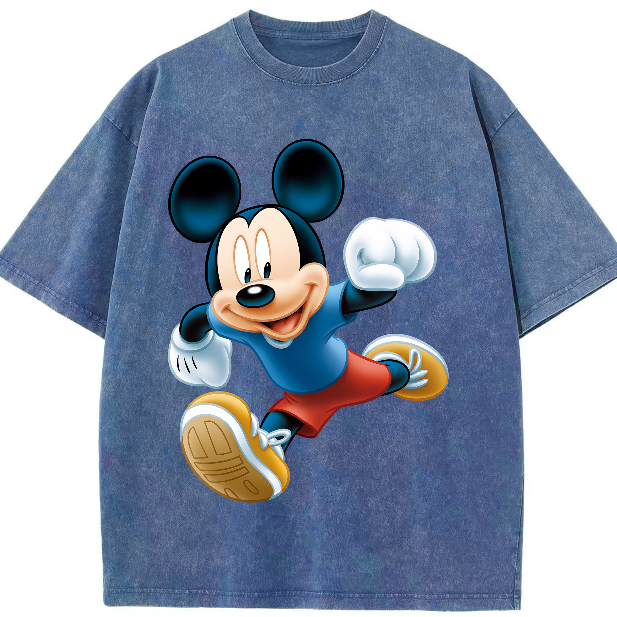 （画像用） ミッキーマウス Mickey Mouse 綿100% ヴィンテージ風 半袖Tシャツ（フロントプリント）