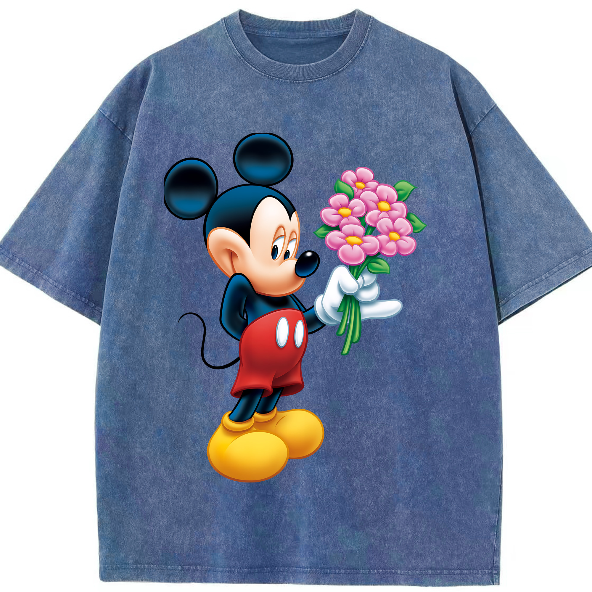 （画像用） ミッキーマウス Mickey Mouse 綿100% ヴィンテージ風 半袖Tシャツ（フロントプリント）