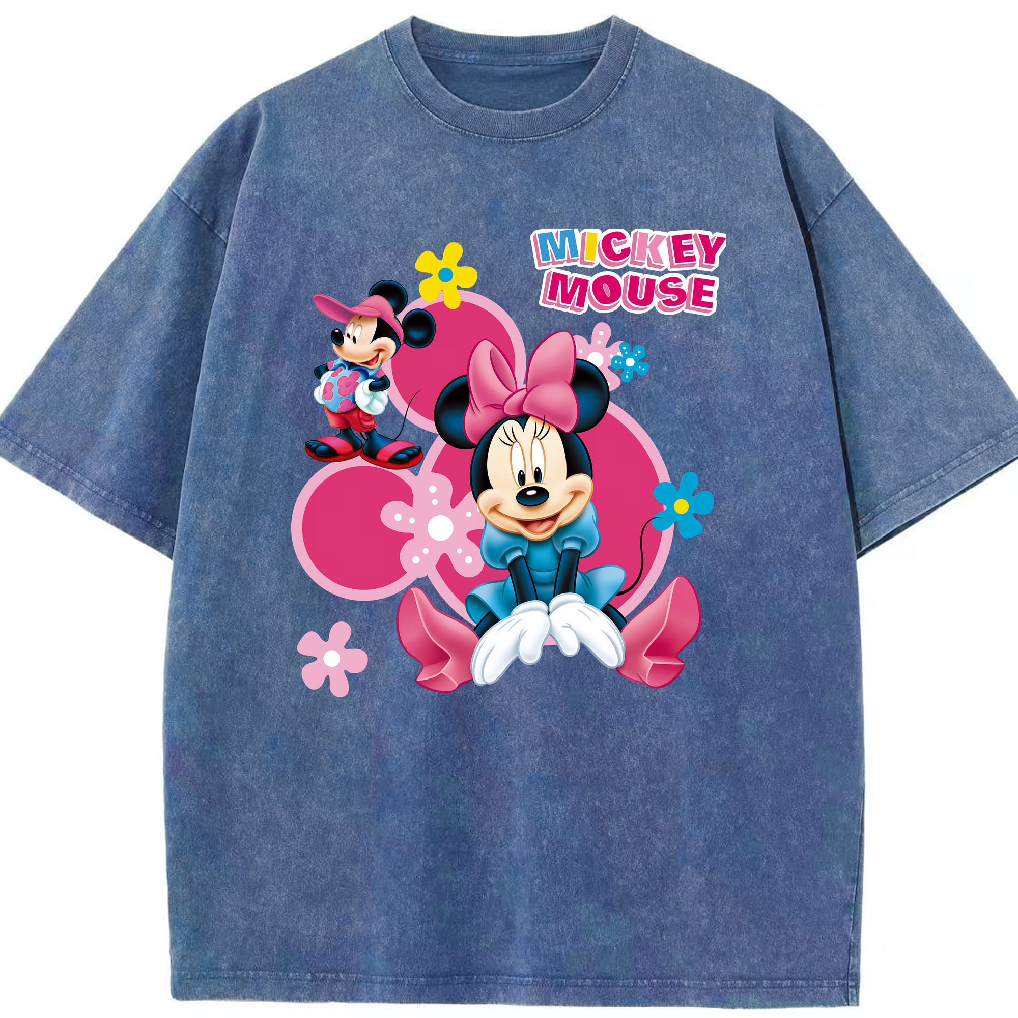 （画像用） ミッキーマウス Mickey Mouse 綿100% ヴィンテージ風 半袖Tシャツ（フロントプリント）