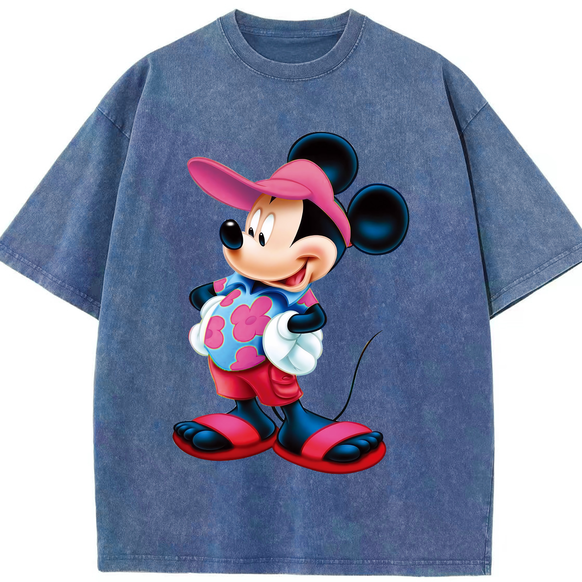 （画像用） ミッキーマウス Mickey Mouse 綿100% ヴィンテージ風 半袖Tシャツ（フロントプリント）